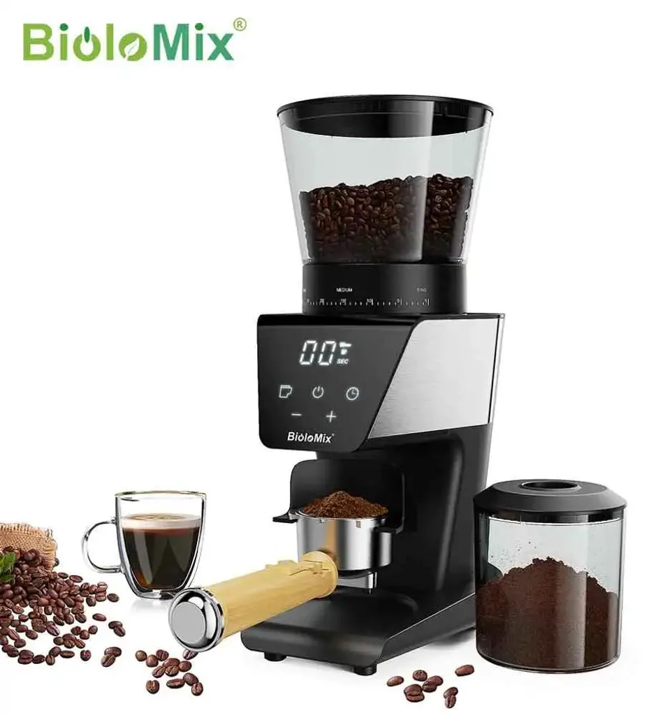 StarTech Electric coffee grinder - BG706 conical burr grinder - Adjustable grind settings (11+) - 300 W - 90 g bean hopper - Stainless steel housing - 220 V EU plug - Grey