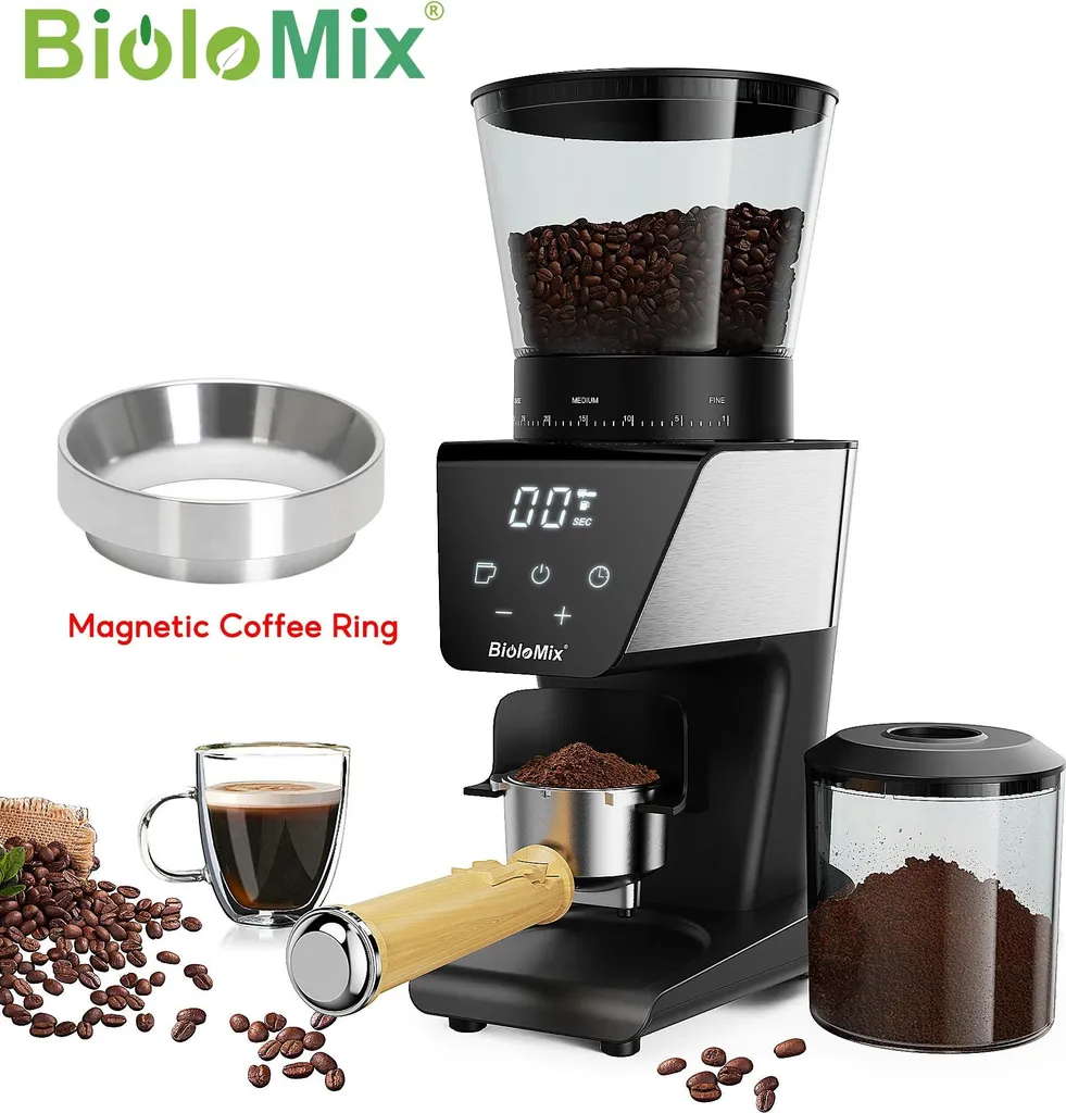 StarTech Electric coffee grinder - BG706 with ring, conical burr grinder - 300 W - 11+ grind settings - 90 g bean hopper - stainless steel - EU plug - grey