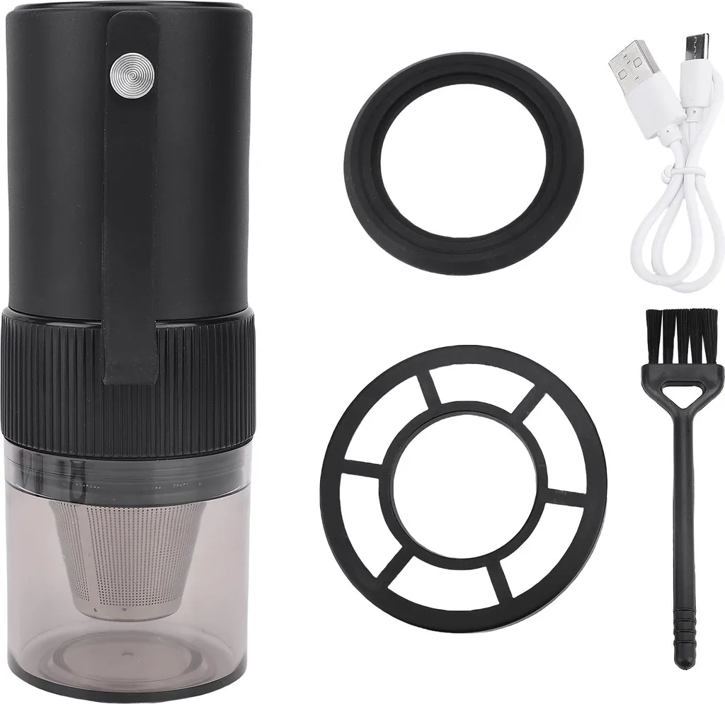Lixada Portable electric coffee grinder with built-in battery, one-touch operation, adjustable ceramic burrs, 316 stainless steel filter, durable, easy to clean