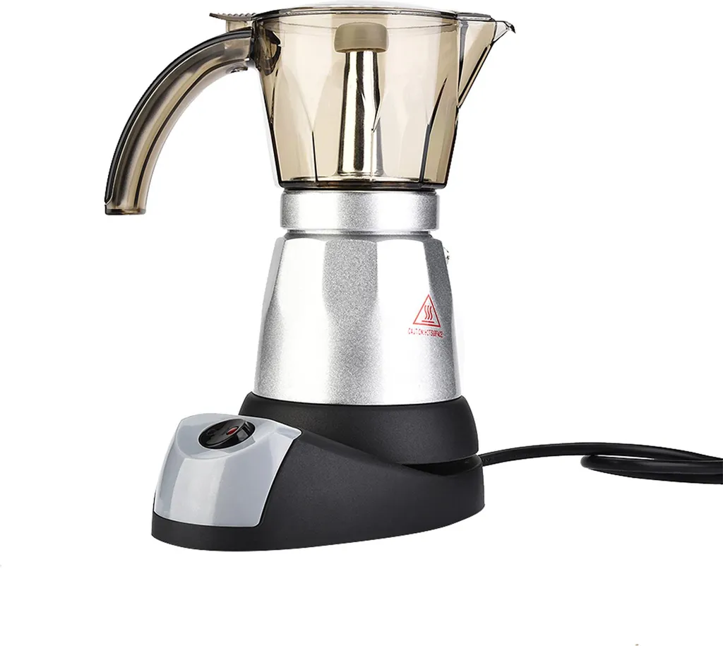 Lixada Electric moka pot with large capacity, stovetop espresso coffee machine, coffee percolator, 300ml