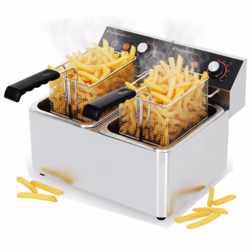 Professional electric fryer 2x4L – 8L – 5 kW – stainless steel