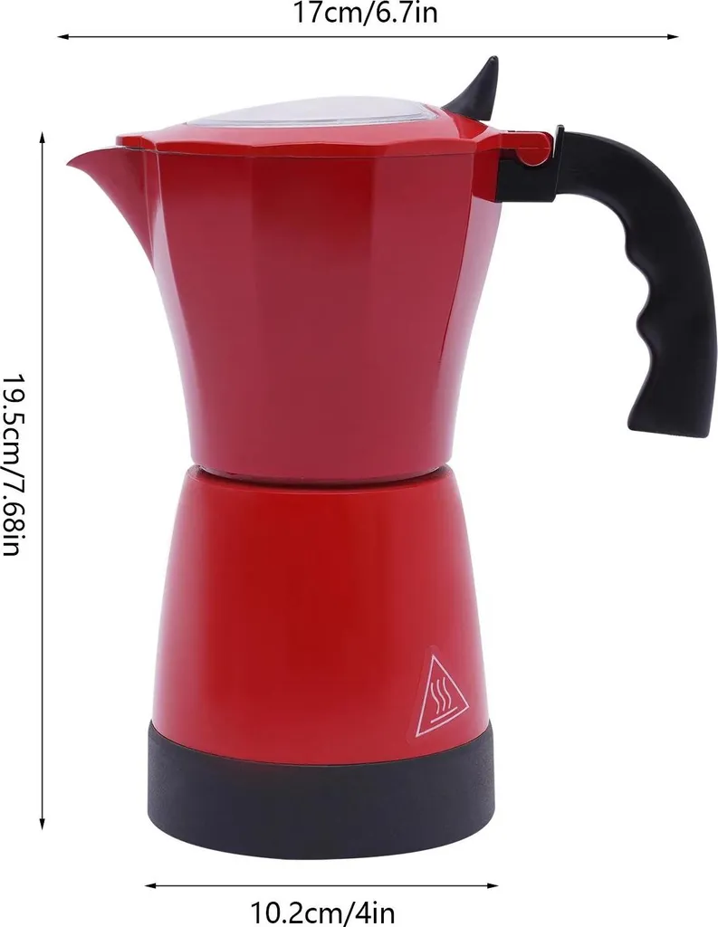 StarTech Electric coffee maker - coffee pot with base - 300 ml - 480 W - aluminum alloy - 6 cups - red