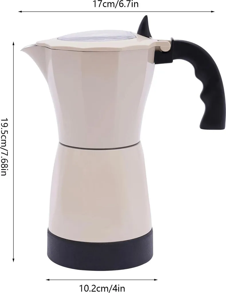StarTech Electric coffee maker - coffee machine with base - 300 ml - 6 cups - 480 W - aluminum alloy - white