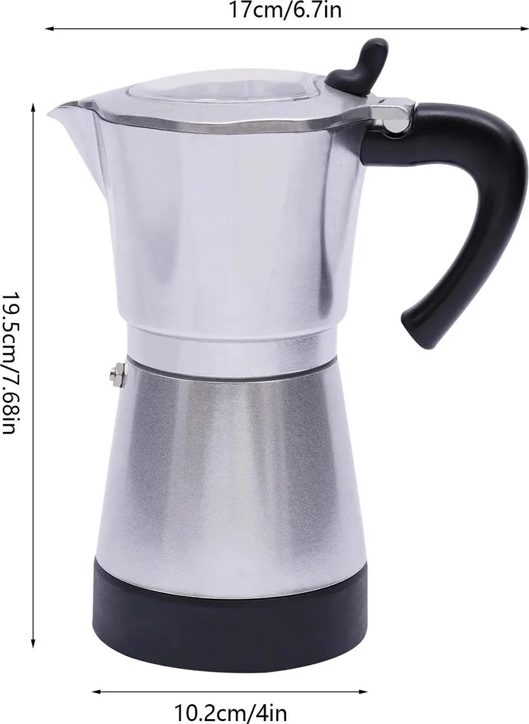 StarTech Electric coffee maker with base - 300 ml, 6 cups - 480 W - aluminum alloy - silver