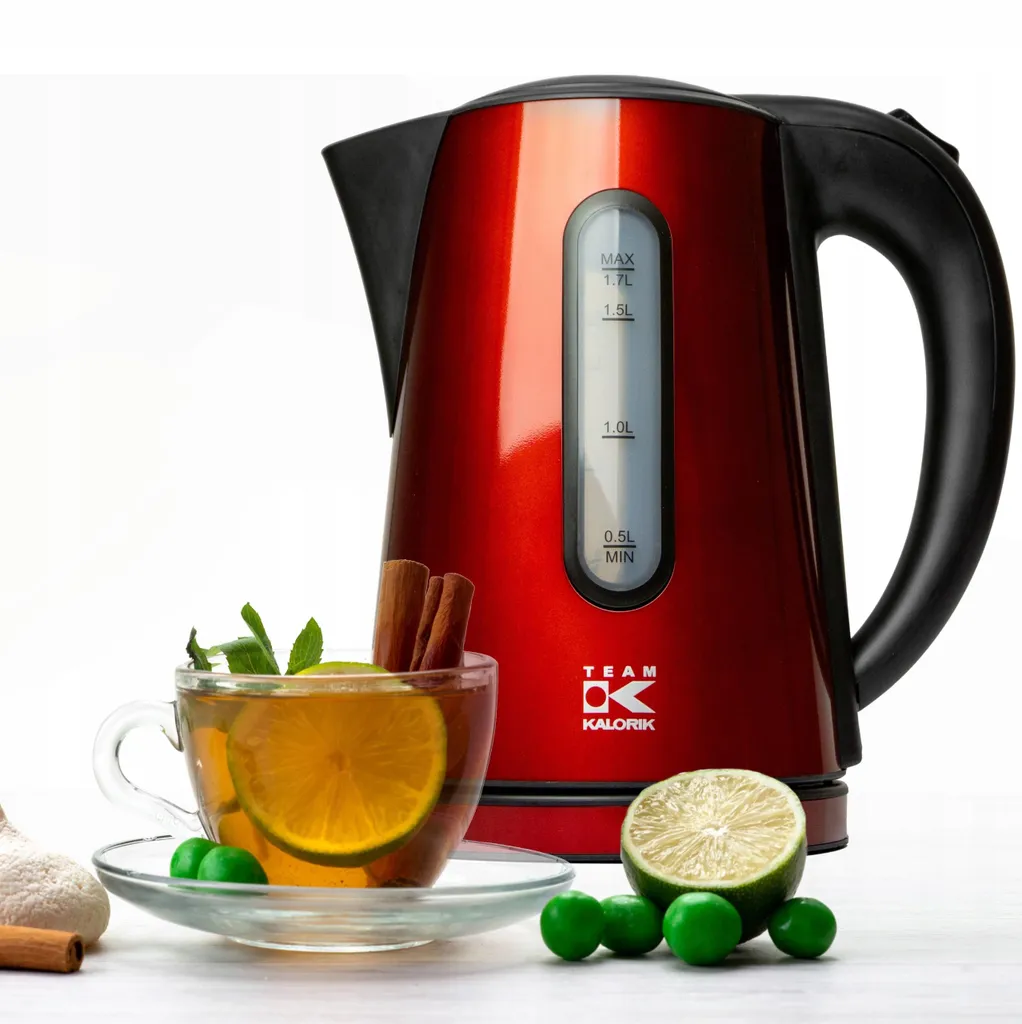 Kalorik Electric Kettle Stylish 2000W 1.7L Red Cable Storage 360° Caloric
