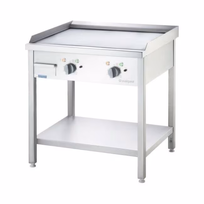 Stalgast Electric griddle plate, freestanding unit - smooth, open base, 800 x 700 x 850 mm (W x D x H)