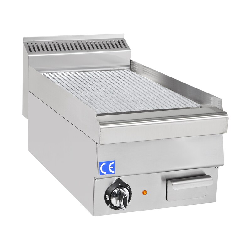 Electric grill plate 400 x 630 mm grooved
