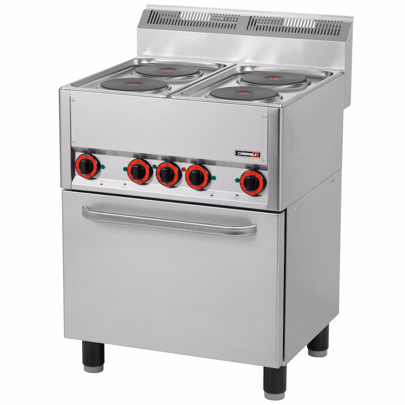 Electric stove with 4 cooking zones and ventilated electric oven GN 1/1 66 - Line 600 C6FOE4FFEV66 Casselin
