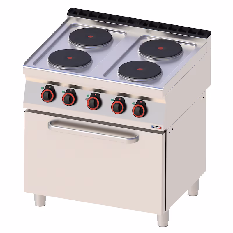 Electric stove with 4 cooking zones and ventilated electric oven GN 1/1 80 - Line 700 C7FOE4FFV80 Casselin