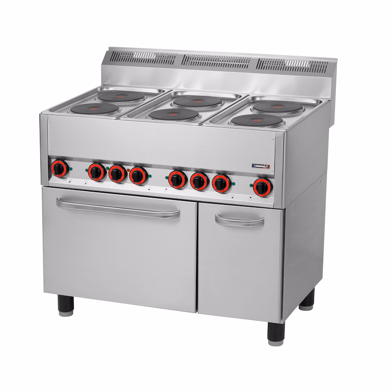 Electric stove with 6 cooking zones and ventilated electric oven GN 1/1 99 - Line 600 C6FOE6FFEV99 Casselin