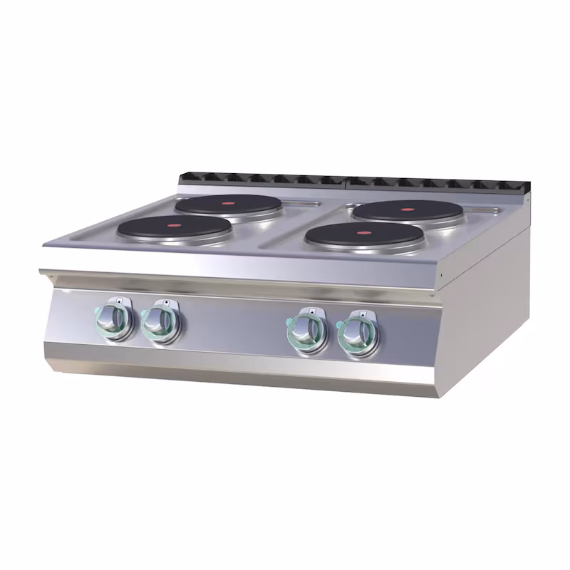 Electric hob, tabletop unit, stainless steel, 4 cooking zones, 10.4kW, 800x730x300mm, 50-400°C