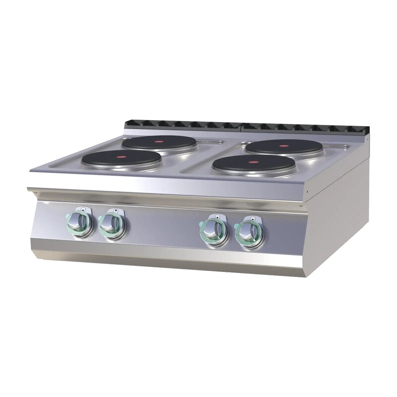 Electric hob, tabletop unit, stainless steel, 4 cooking zones, 10.4kW, 800x730x300mm, 50-400°C