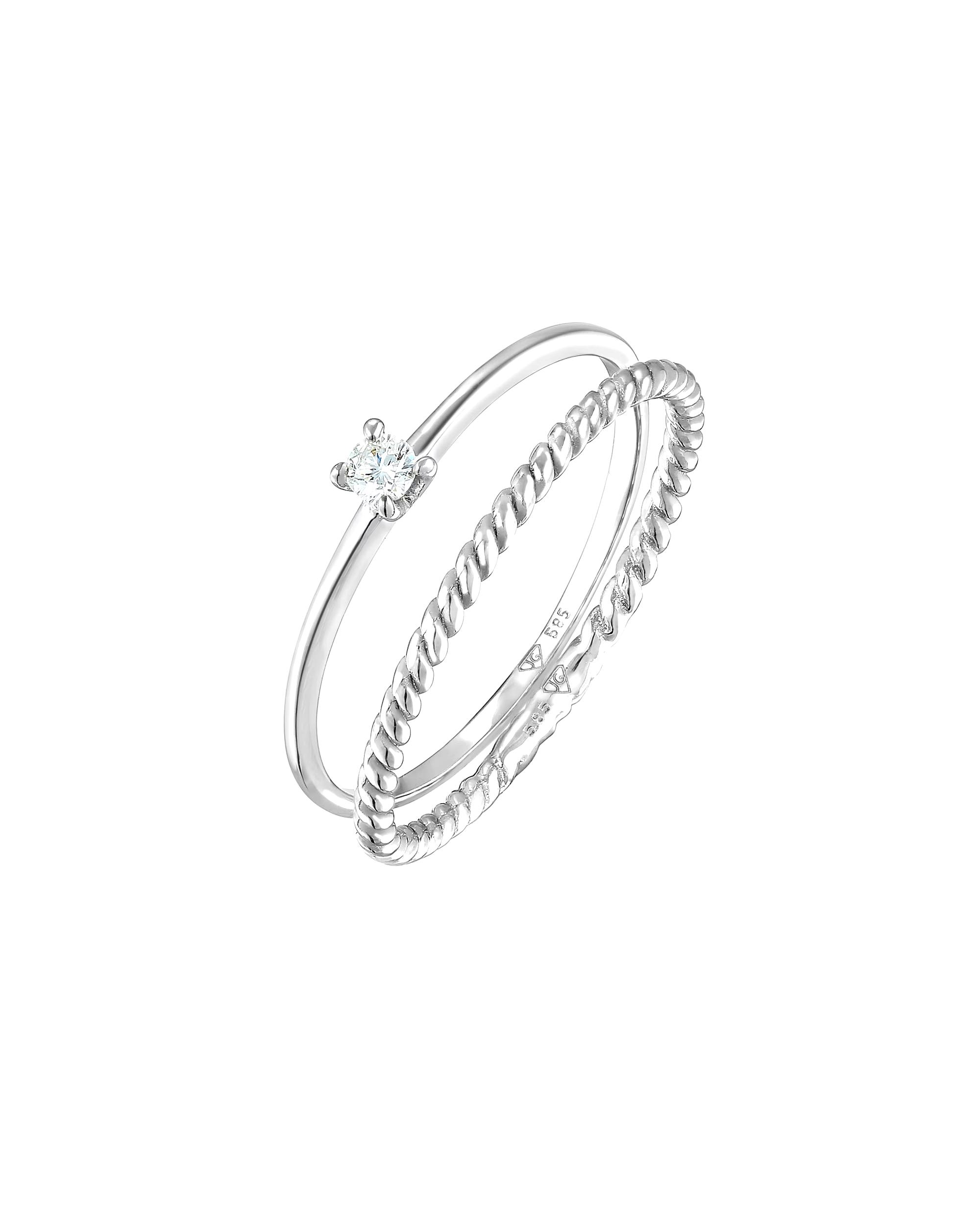 Elli DIAMONDS ring diamond (0.06 ct) solitaire band ring 585 white gold
