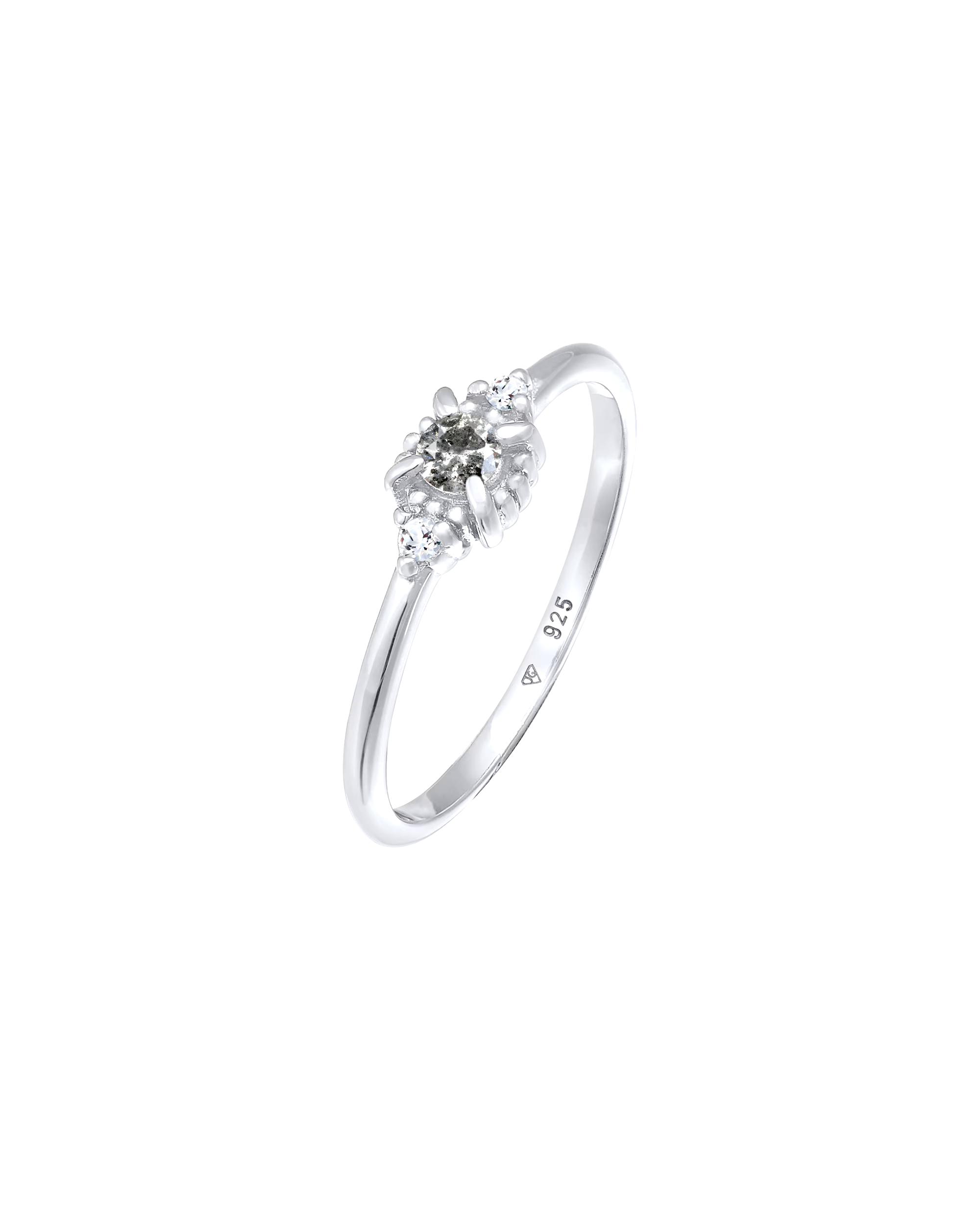 Elli DIAMONDS Ring Diamond Salt Pepper (0.11 ct.) Topaz 925 Silver