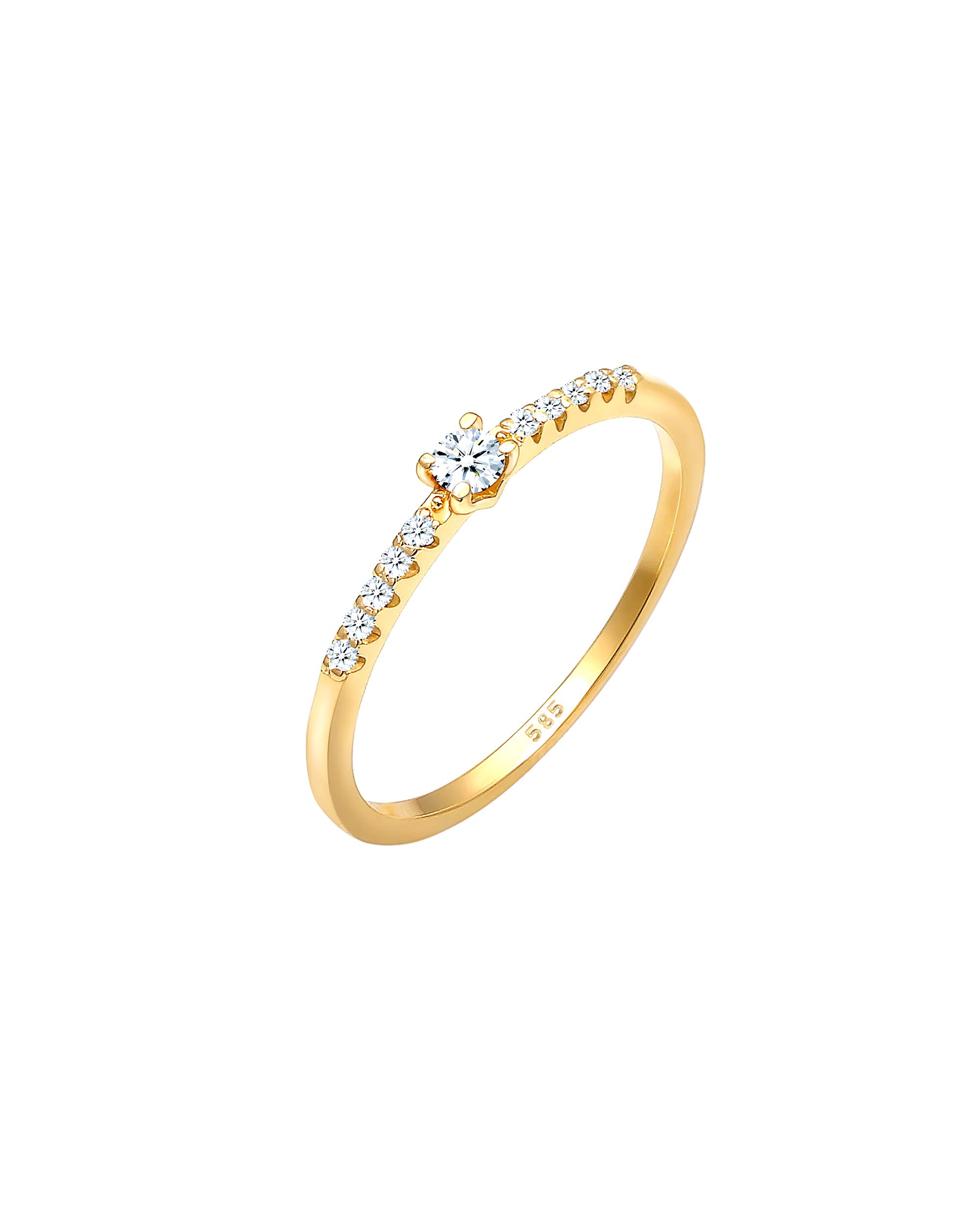 Elli DIAMONDS ring geo microsetting diamond (0.11 ct.) 585 yellow gold