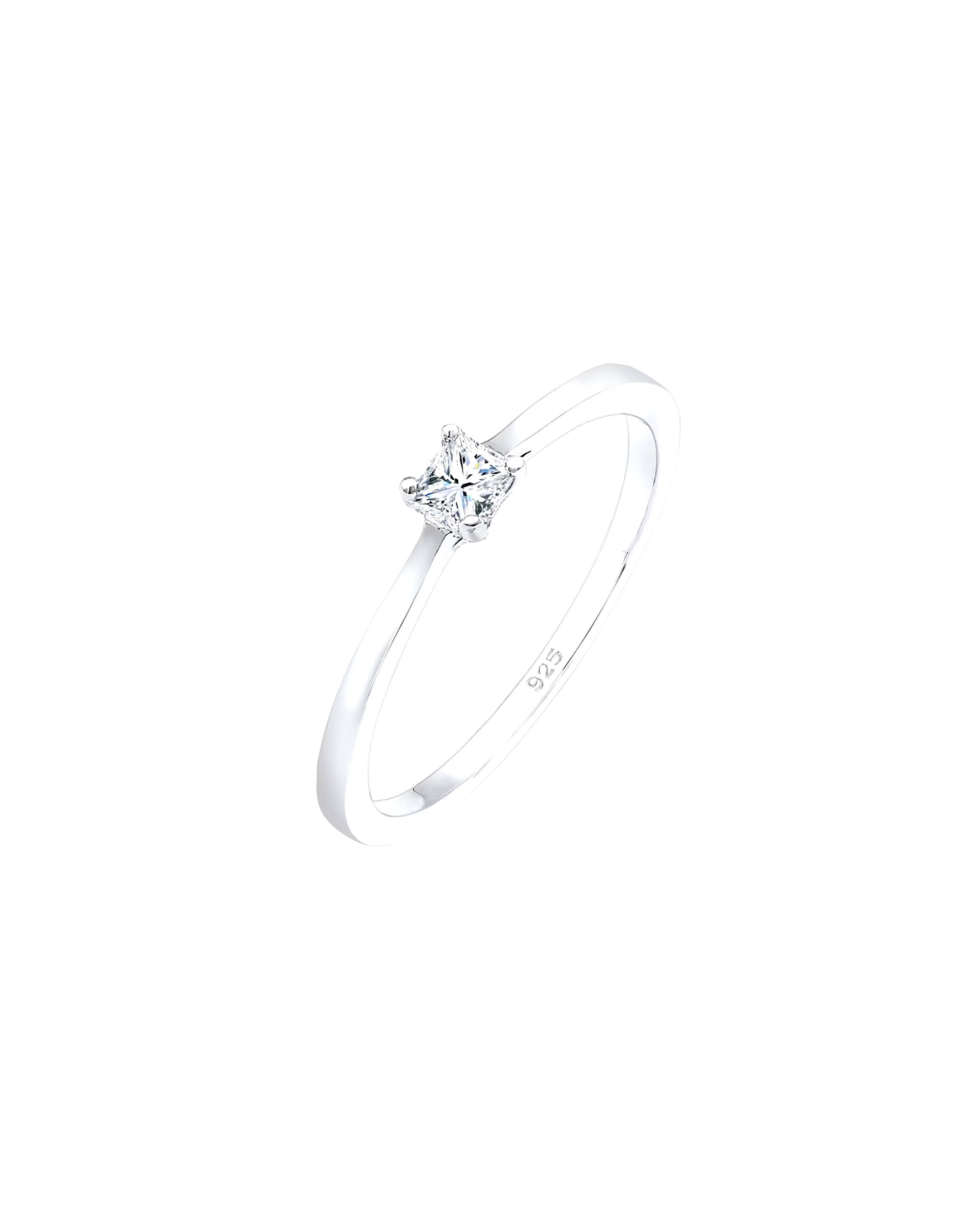 Elli DIAMONDS Ring Princess Cut Engagement Diamond 0.1 ct. 925 silver