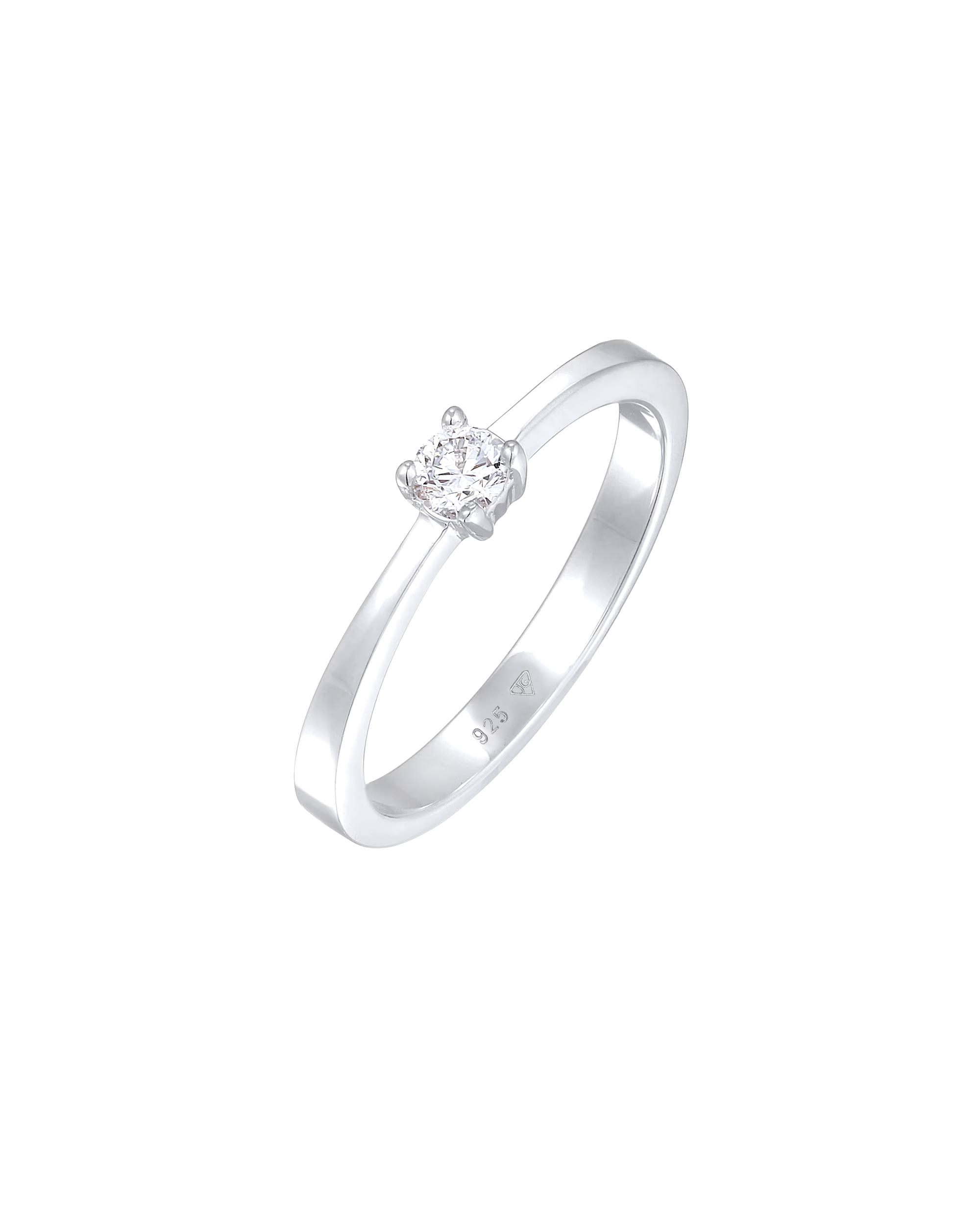 Elli DIAMONDS ring solitaire lab grown diamonds (0.17 ct) 925 silver