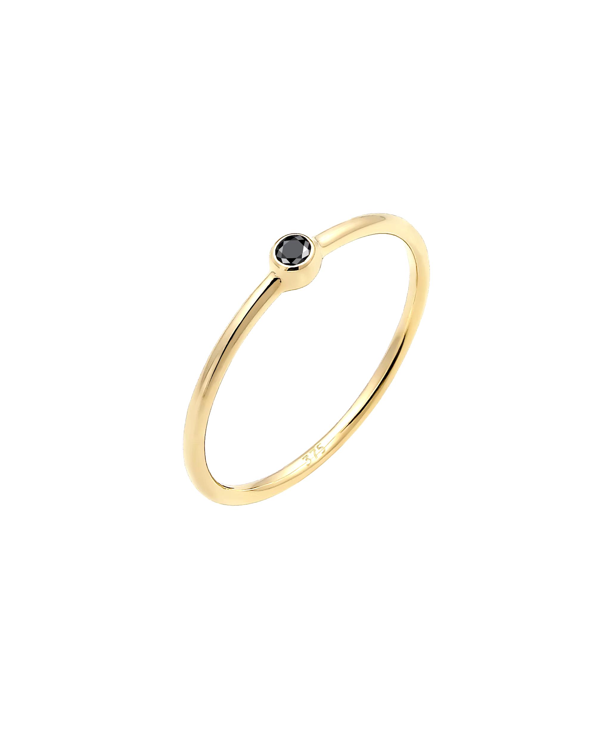 Elli DIAMONDS ring solitaire black diamond (0.03 ct) 18k yellow gold
