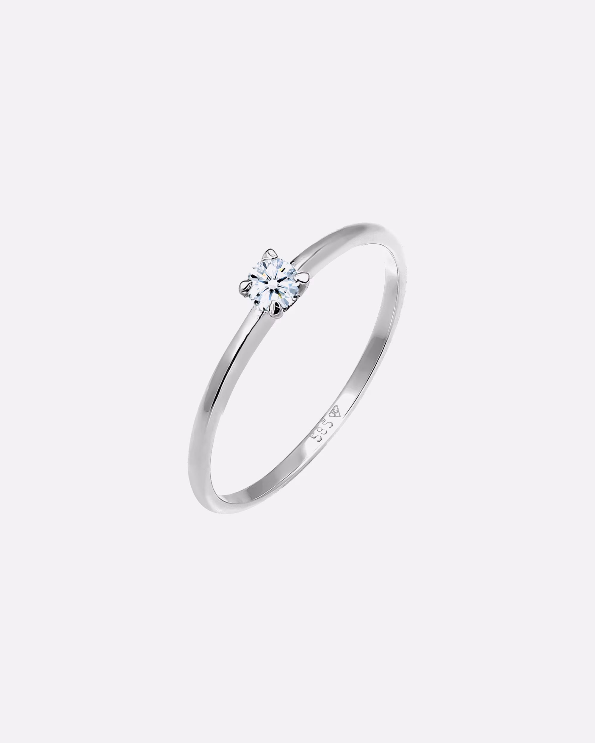 Elli DIAMONDS ring solitaire engagement diamond (0.06 ct.) 585 white gold
