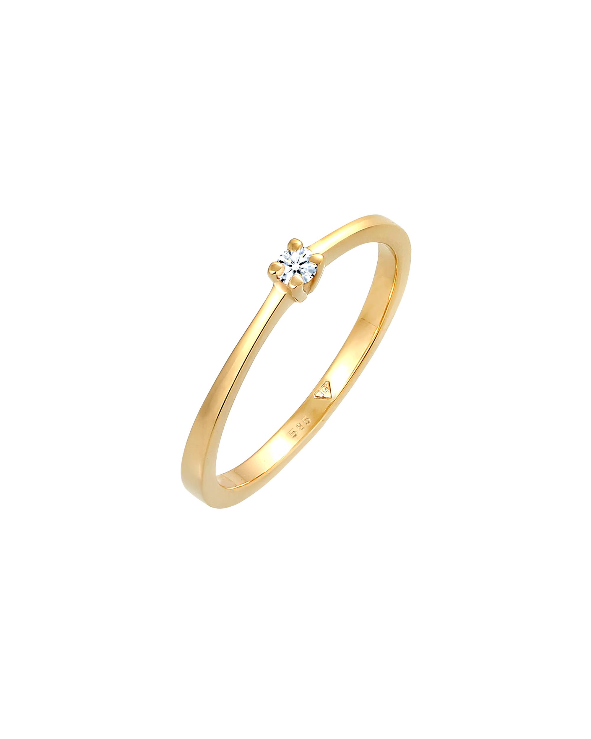 Elli DIAMONDS ring solitaire engagement diamond 0.11 ct. 585 yellow gold