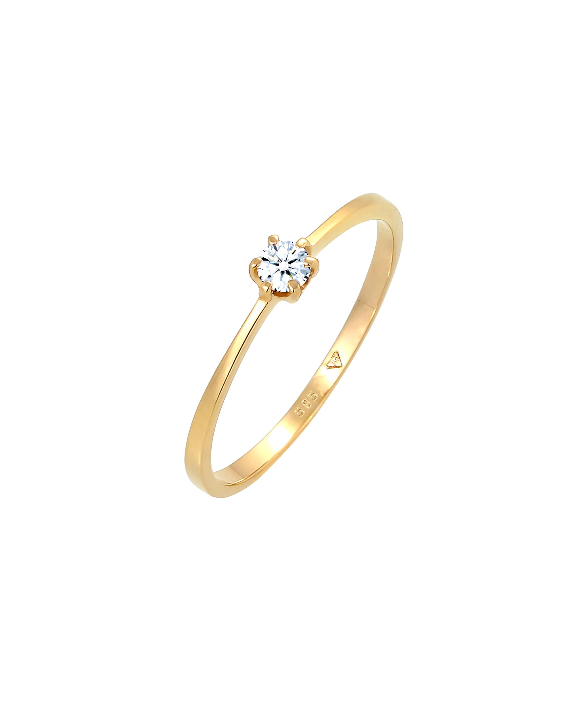 Elli DIAMONDS ring solitaire engagement diamond 0.11 ct. 585 yellow gold