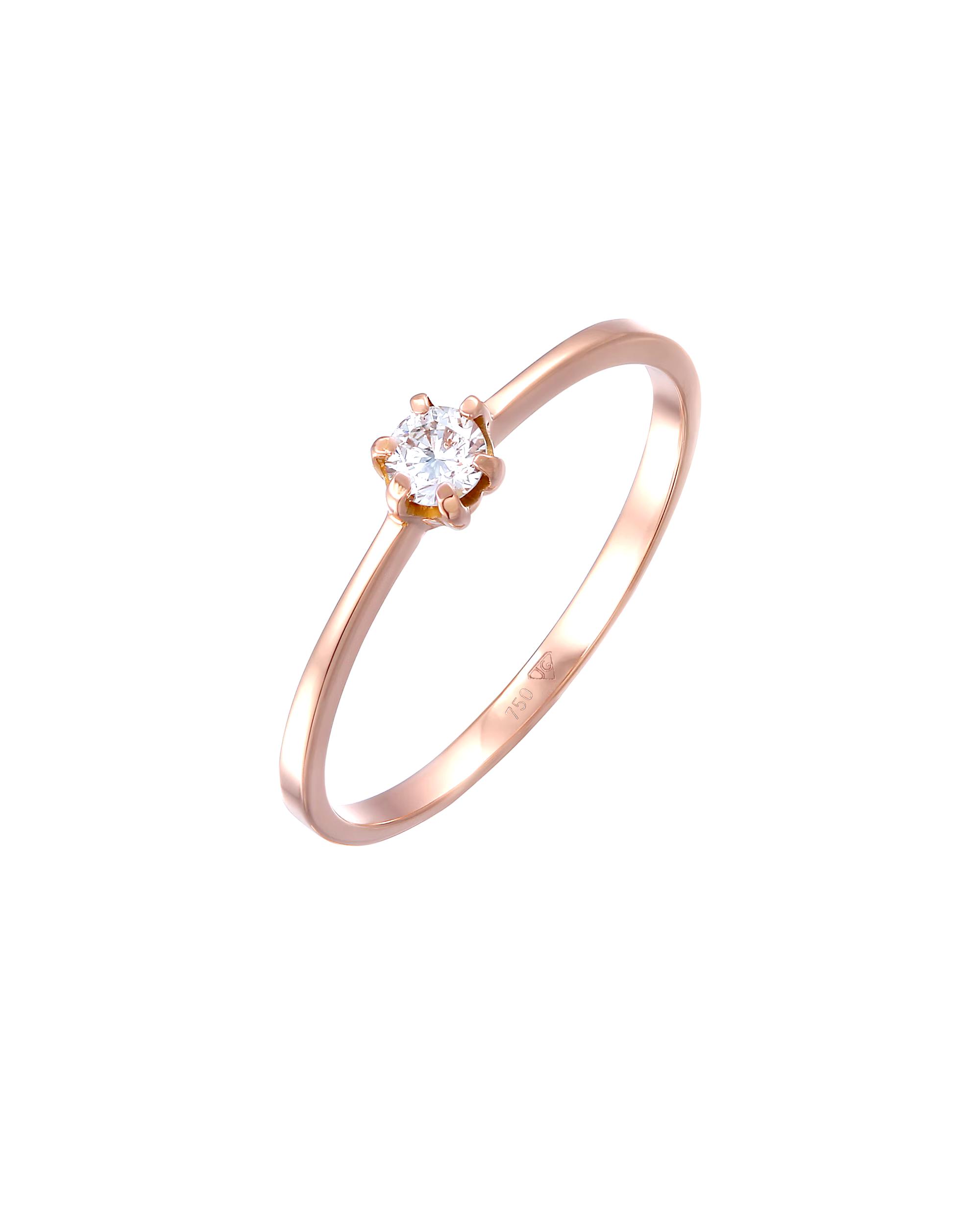 Elli DIAMONDS ring solitaire engagement diamond (0.11 ct.) 750 rose gold