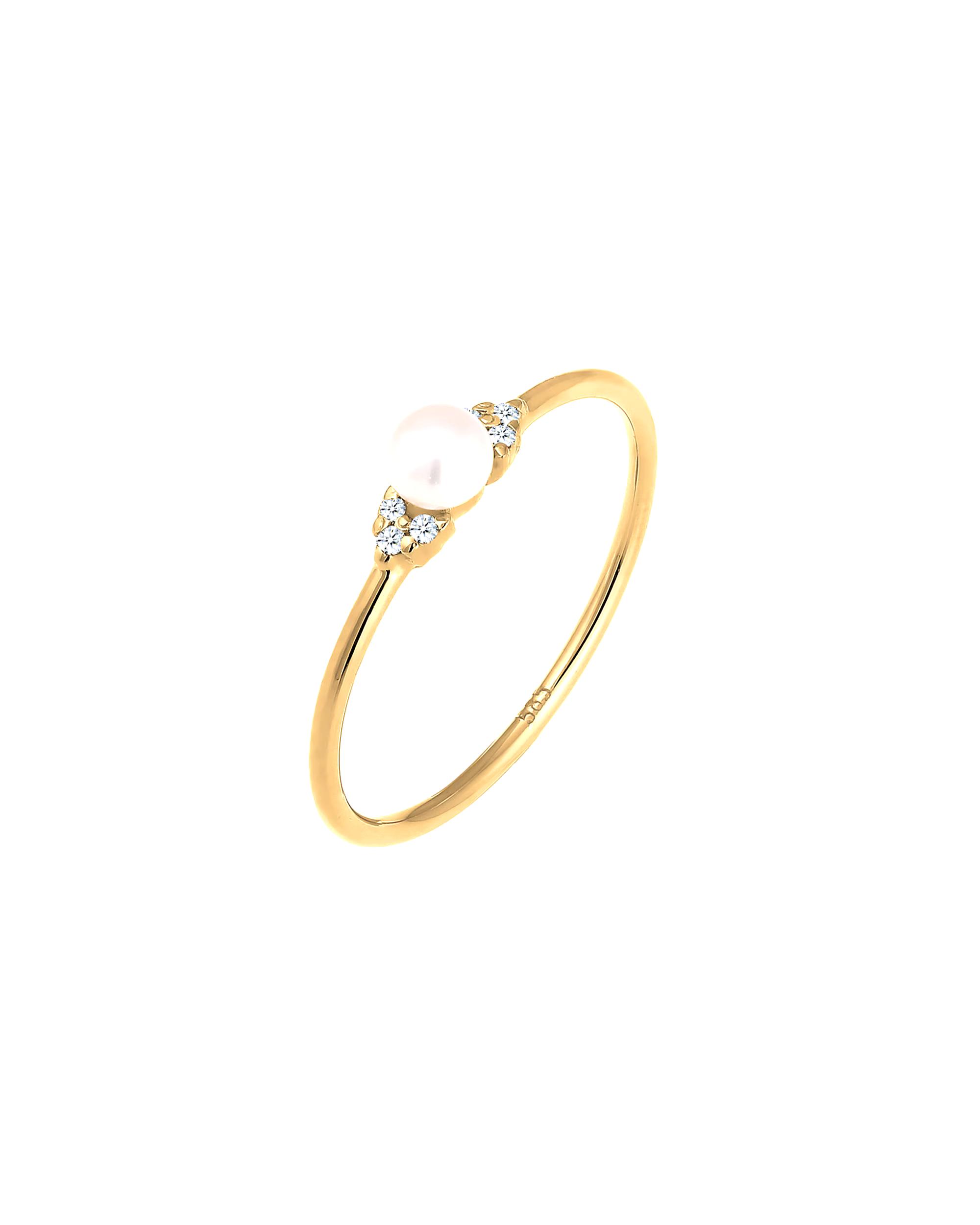 Elli DIAMONDS ring engagement pearl diamond (0.03 ct.) 585 yellow gold