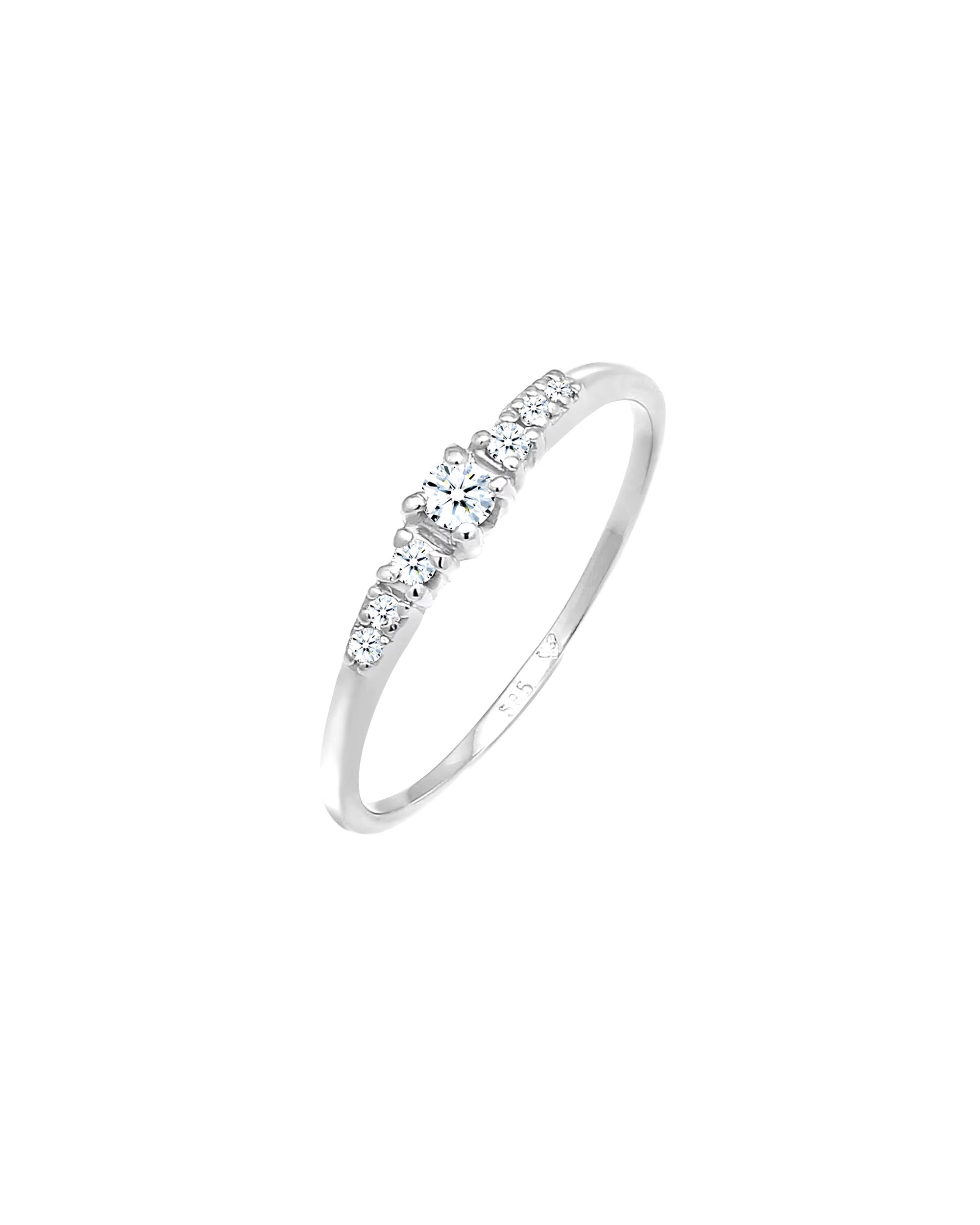 Elli DIAMONDS ring engagement ring diamonds (0.11 ct) 585 white gold