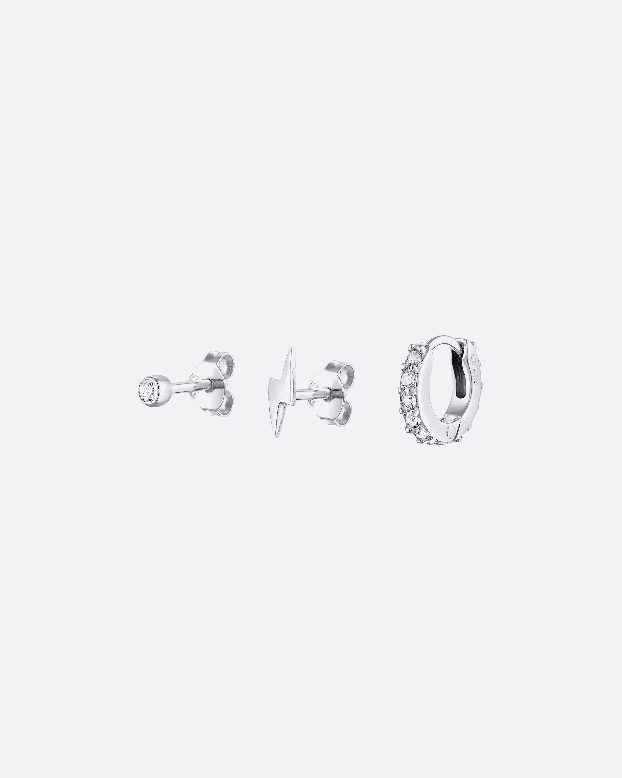 Elli Ear Cuff Crystals Lightning Creole Set of 3 925 Silver