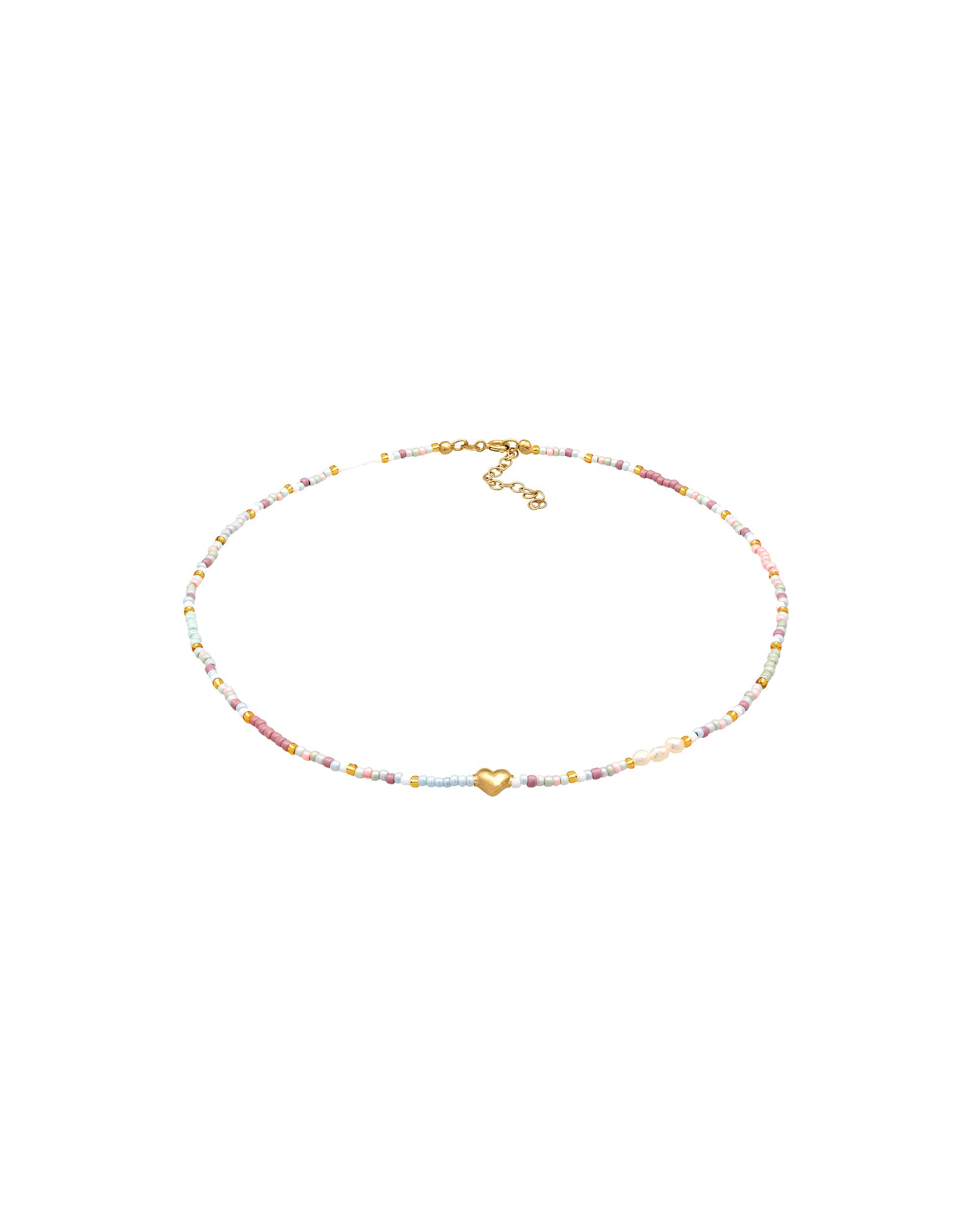Elli Necklace Choker Heart Glass Beads Summer Style 925 Silver