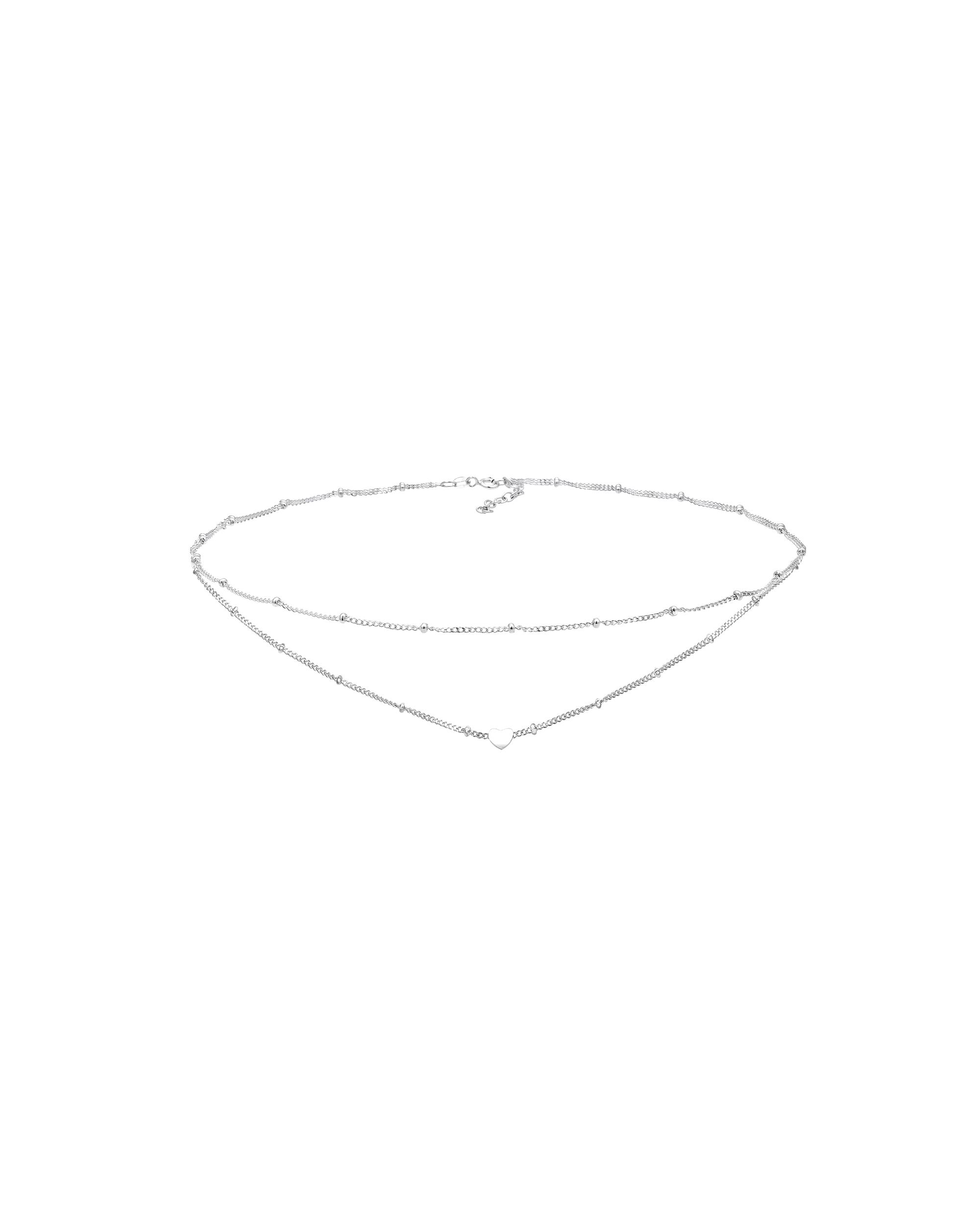 Elli Necklace Choker Layer Look Ball Chain Heart Trend 925 Silver