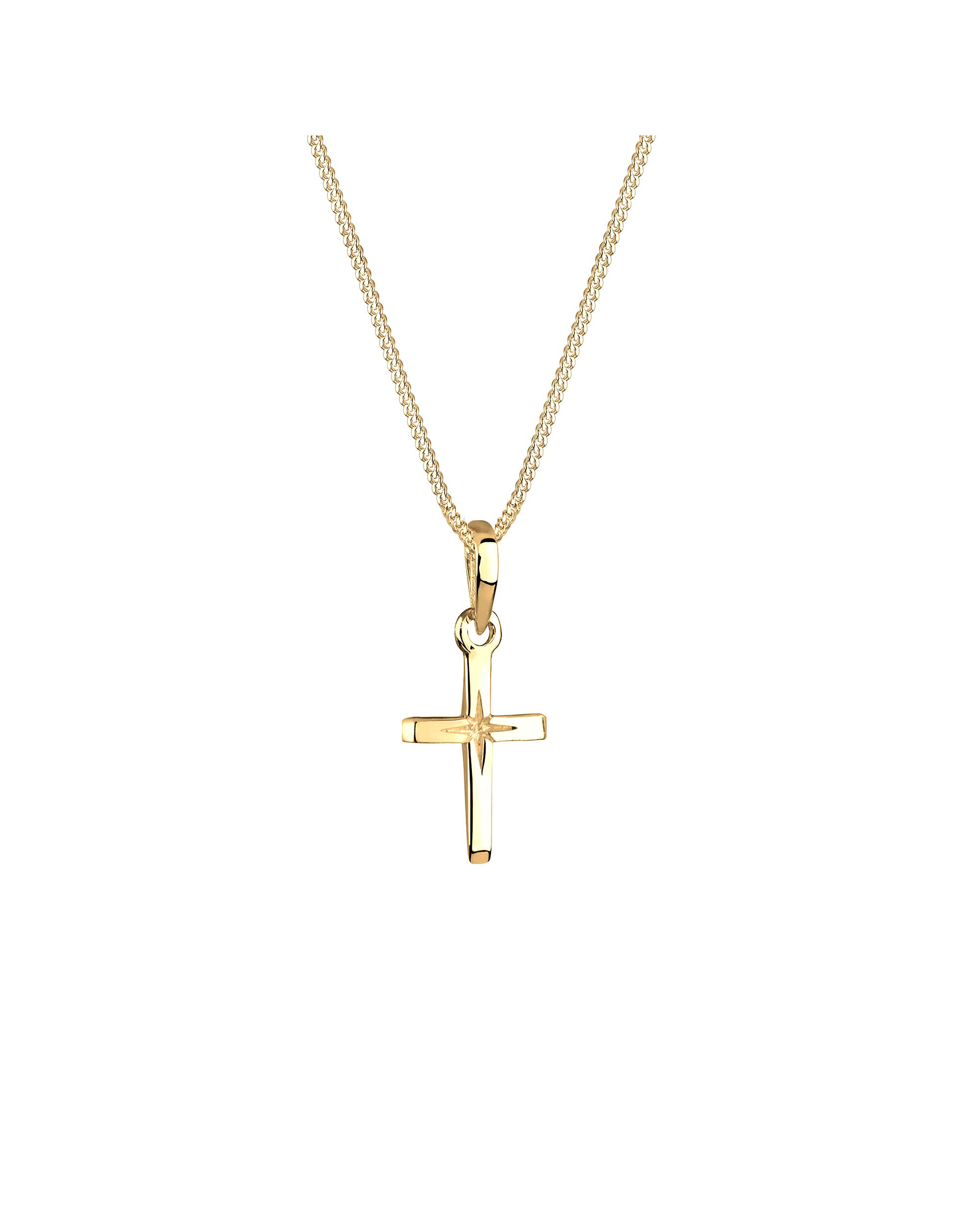 Elli necklace cross star engraving 925 sterling silver
