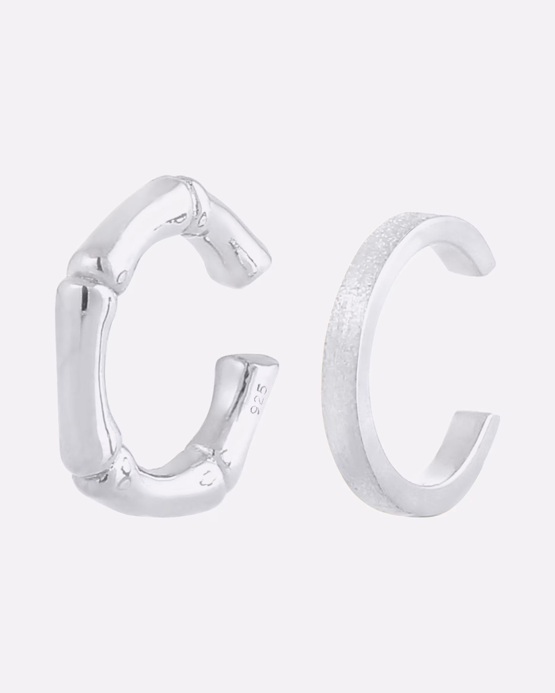 Elli Earring Set of 2 Earcuff Bamboo Minimal Basic 925 Silver