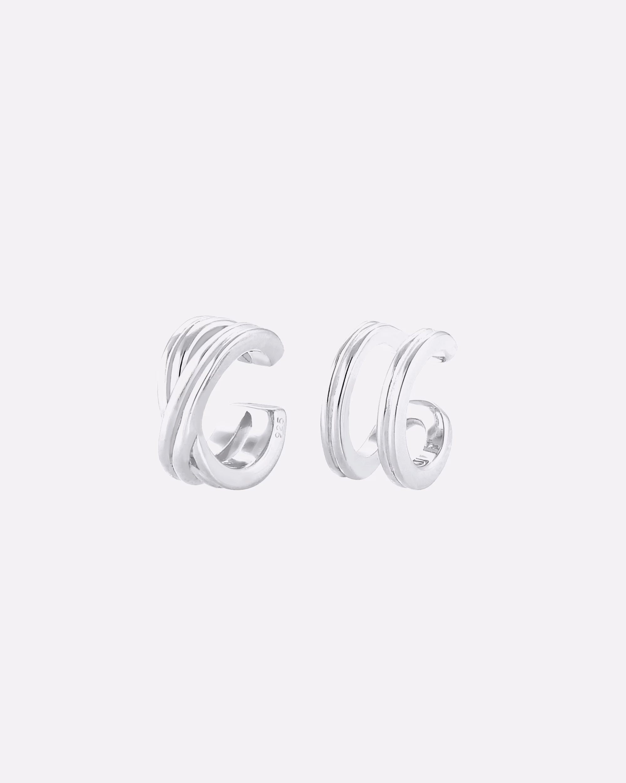 Elli Earring Basic Set Earcuff Clamp Minimal Geo 925 Silver