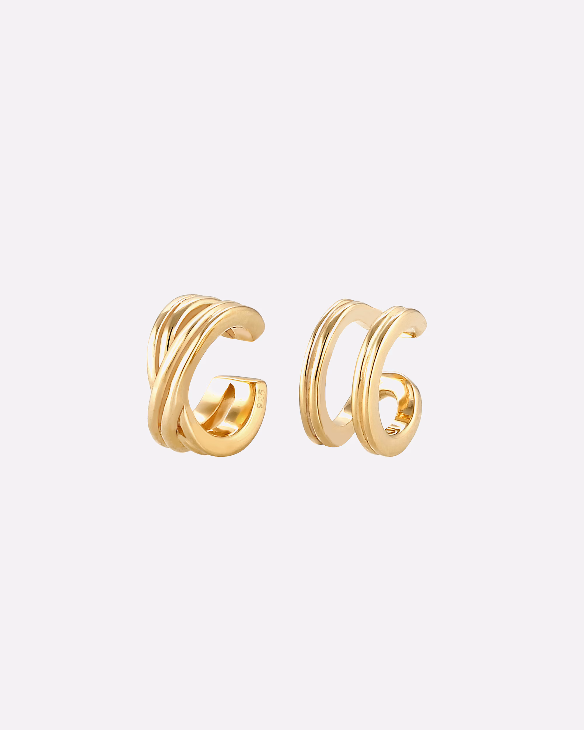 Elli Earring Basic Set Earcuff Clamp Minimal Geo 925 Silver