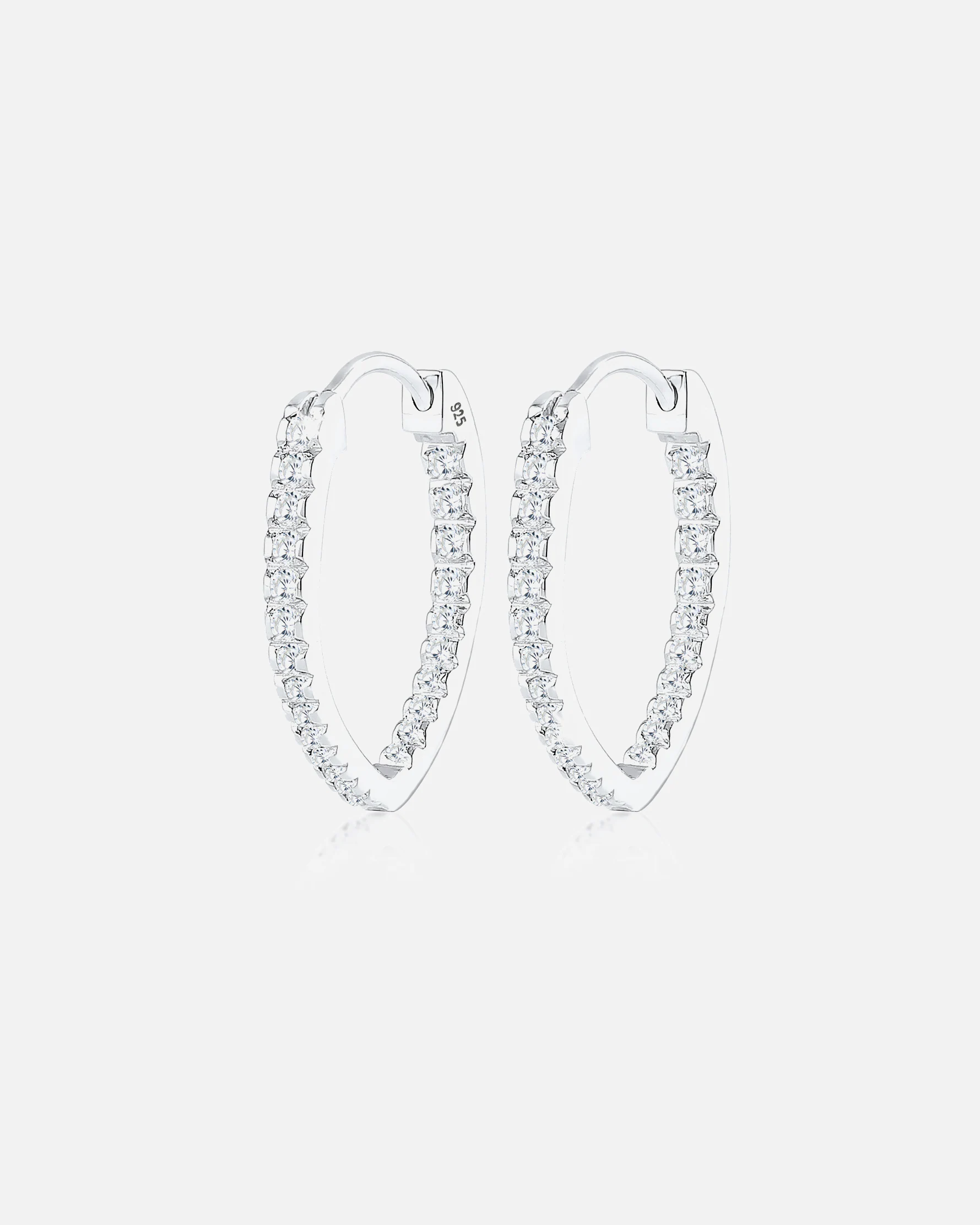 Elli Earring Creole Oval Zirconia Crystals 925 Silver