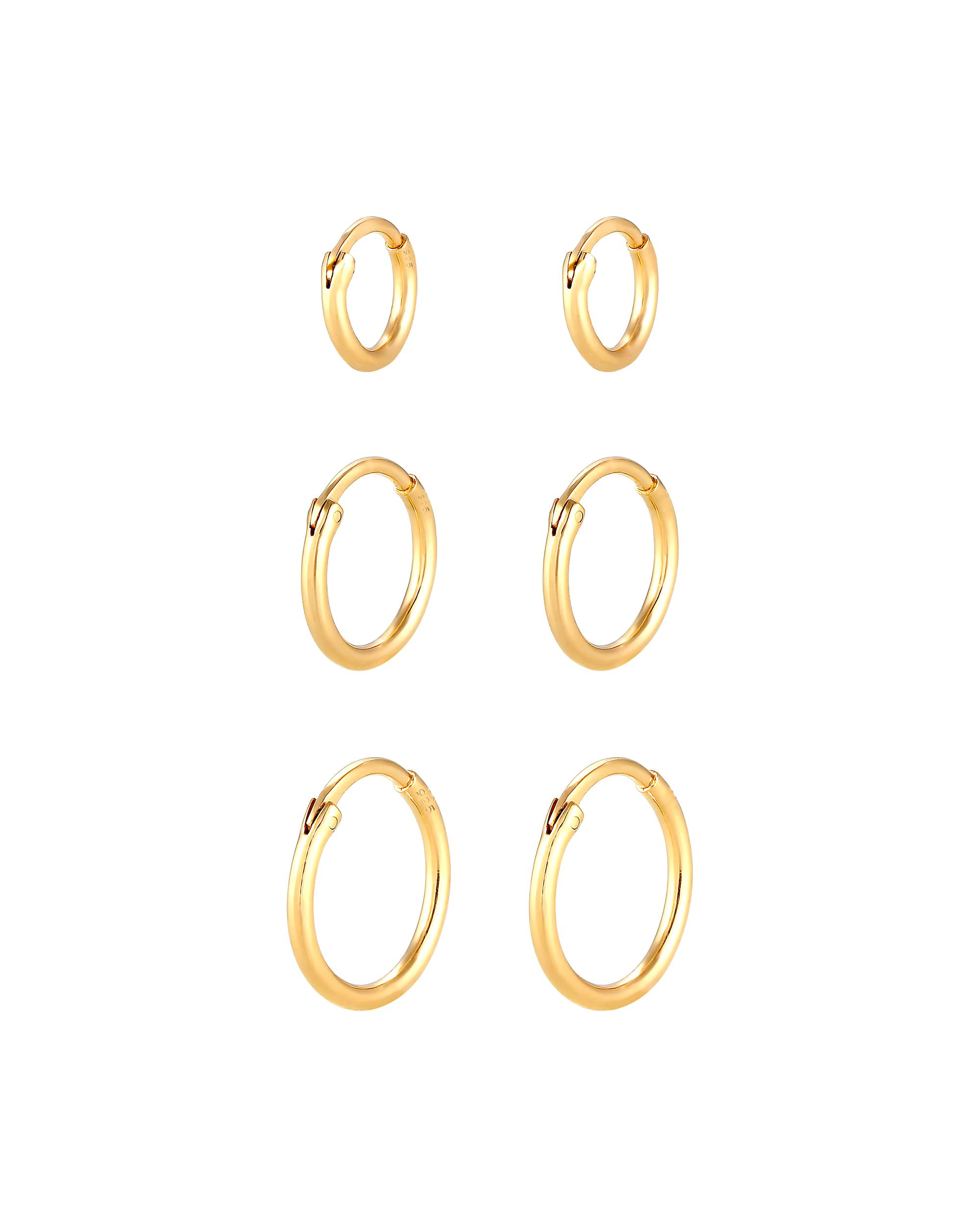 Elli Earring Hoop Earrings Set Trio Basic Must-Have Trend 925 Silver