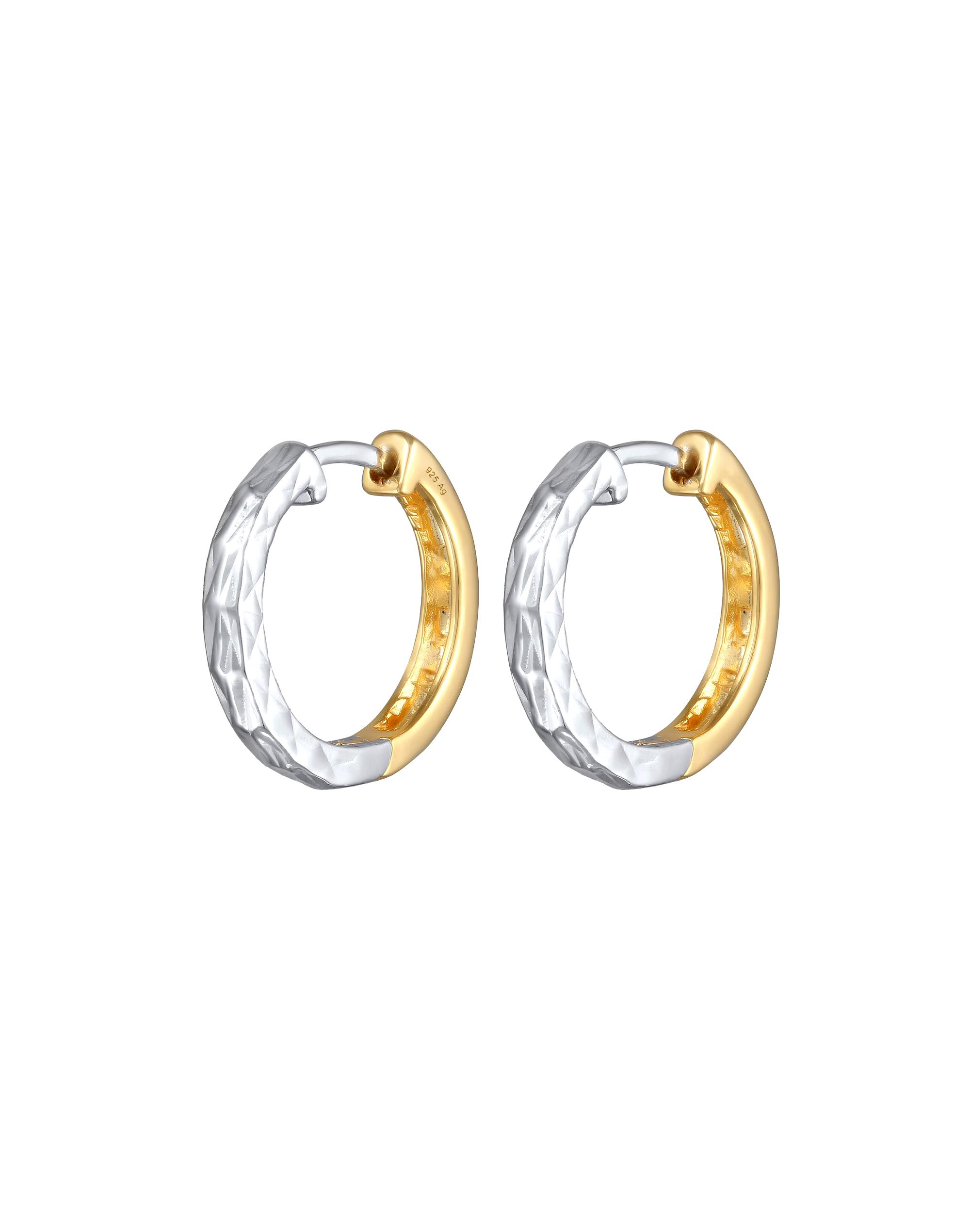 Elli earring hoop earrings structure bicolor for women 925 silver
