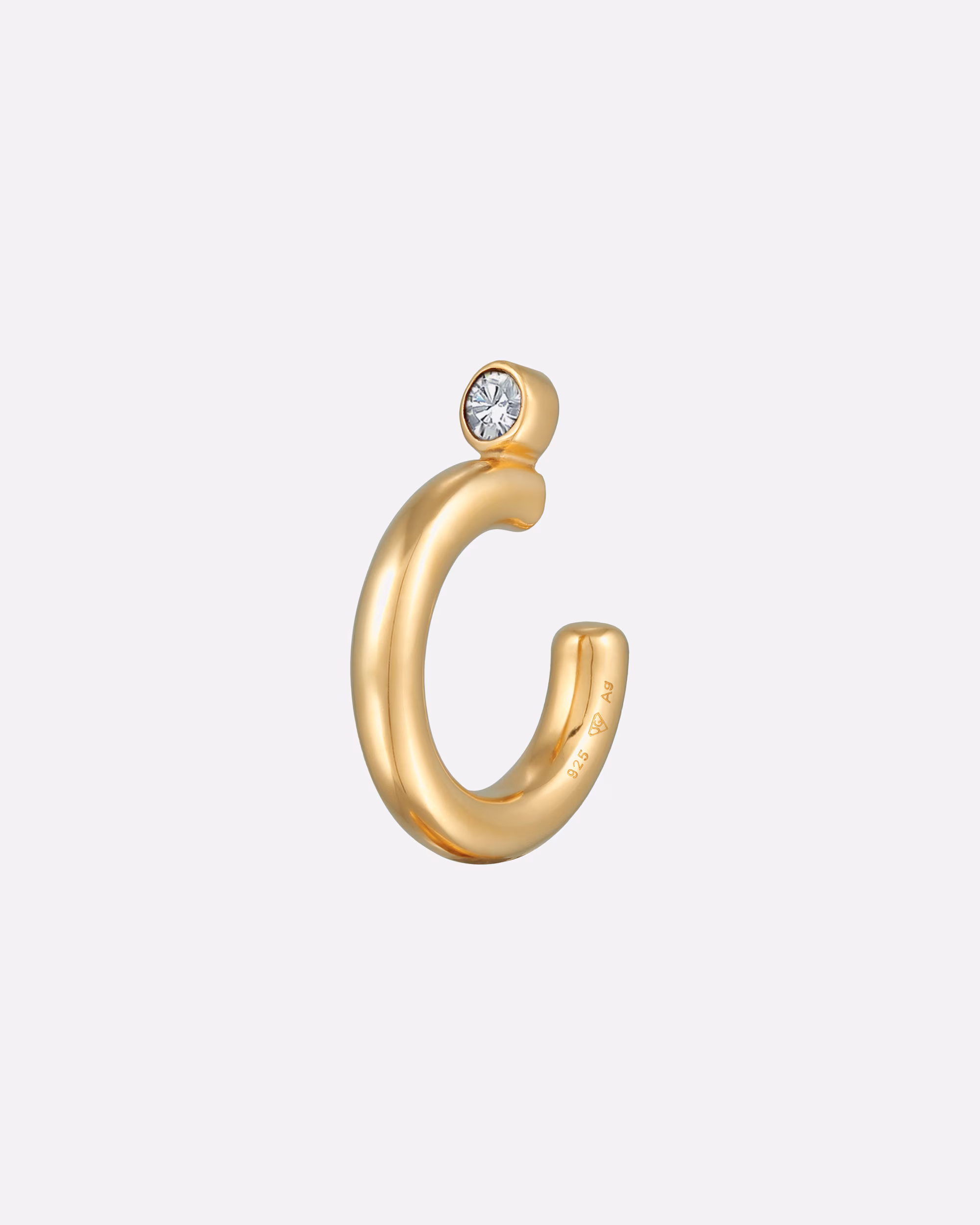 Elli Earring Earcuff Crystal Round Design 925 Silver Gold Plated