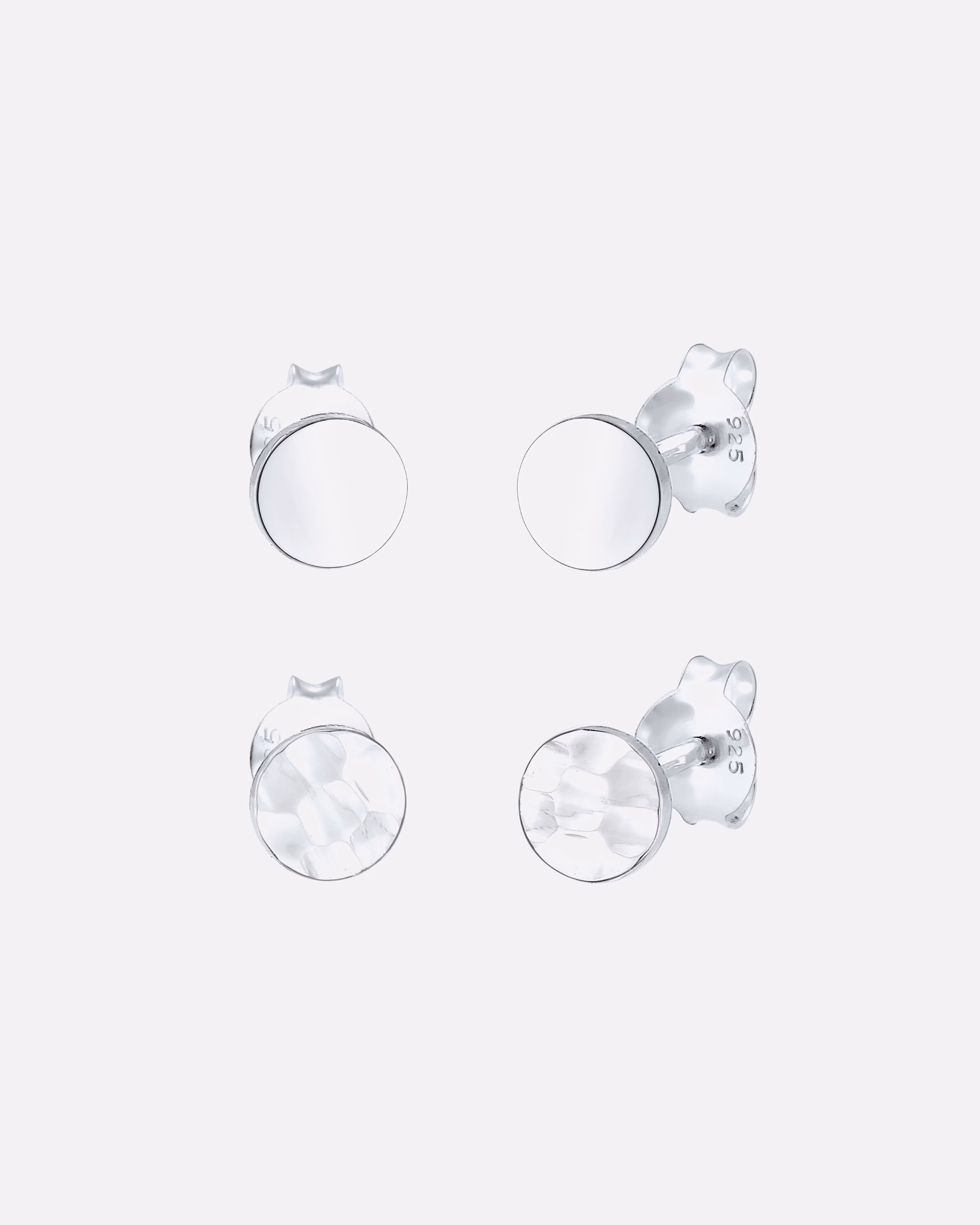 Elli Earring Set Geo Stud Earrings Hammered Shiny 925 Silver