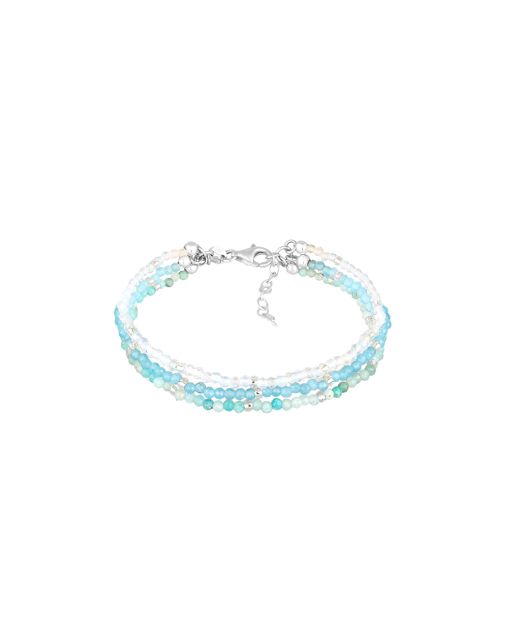Elli PREMIUM bracelet gemstone glass beads 3 rows blue 925 silver