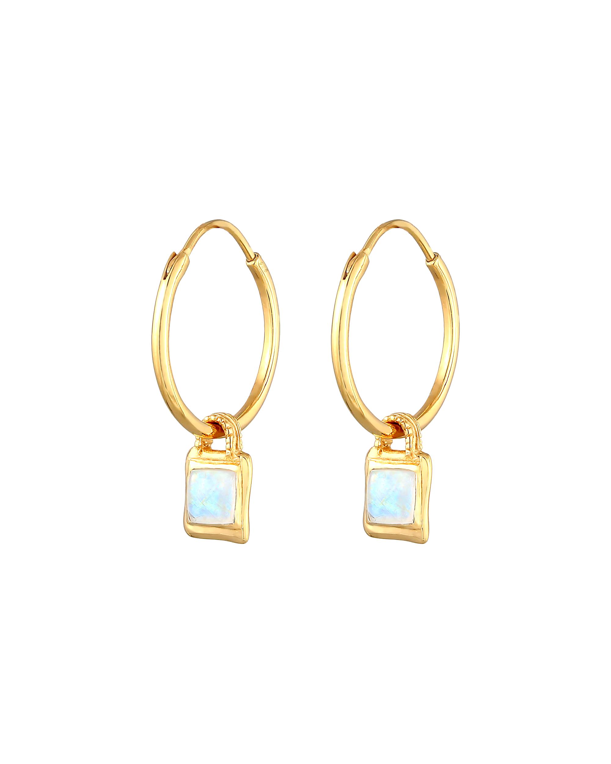 Elli PREMIUM hoop earrings moonstone gemstone vintage 925 silver