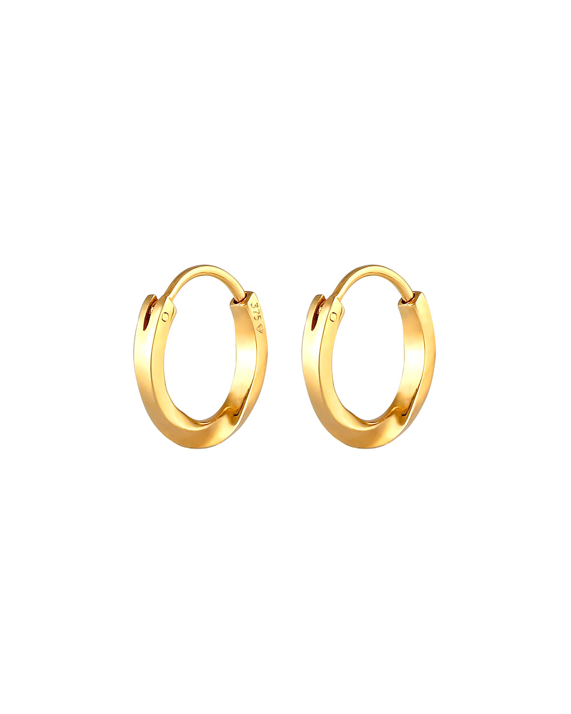 Elli PREMIUM hoop earrings basic round earrings 375 yellow gold