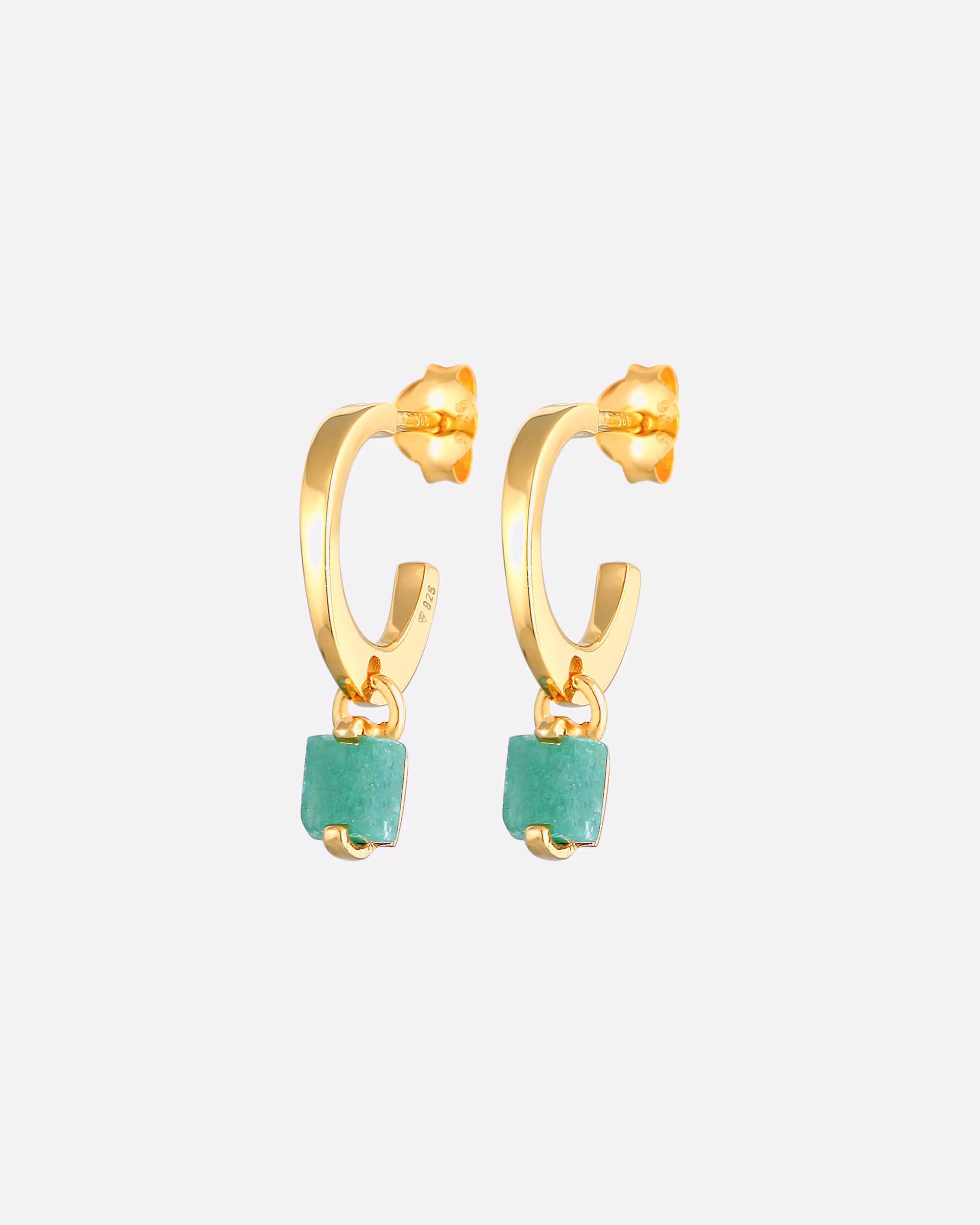 Elli PREMIUM hoop earrings hoop earrings jade pyramid 925 silver gold-plated