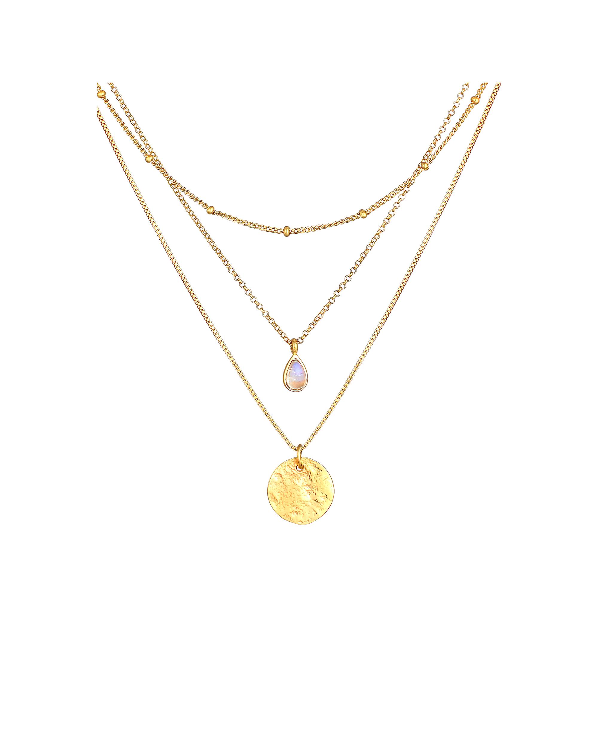 Elli PREMIUM necklace layer moonstone plate ball chain 925 silver