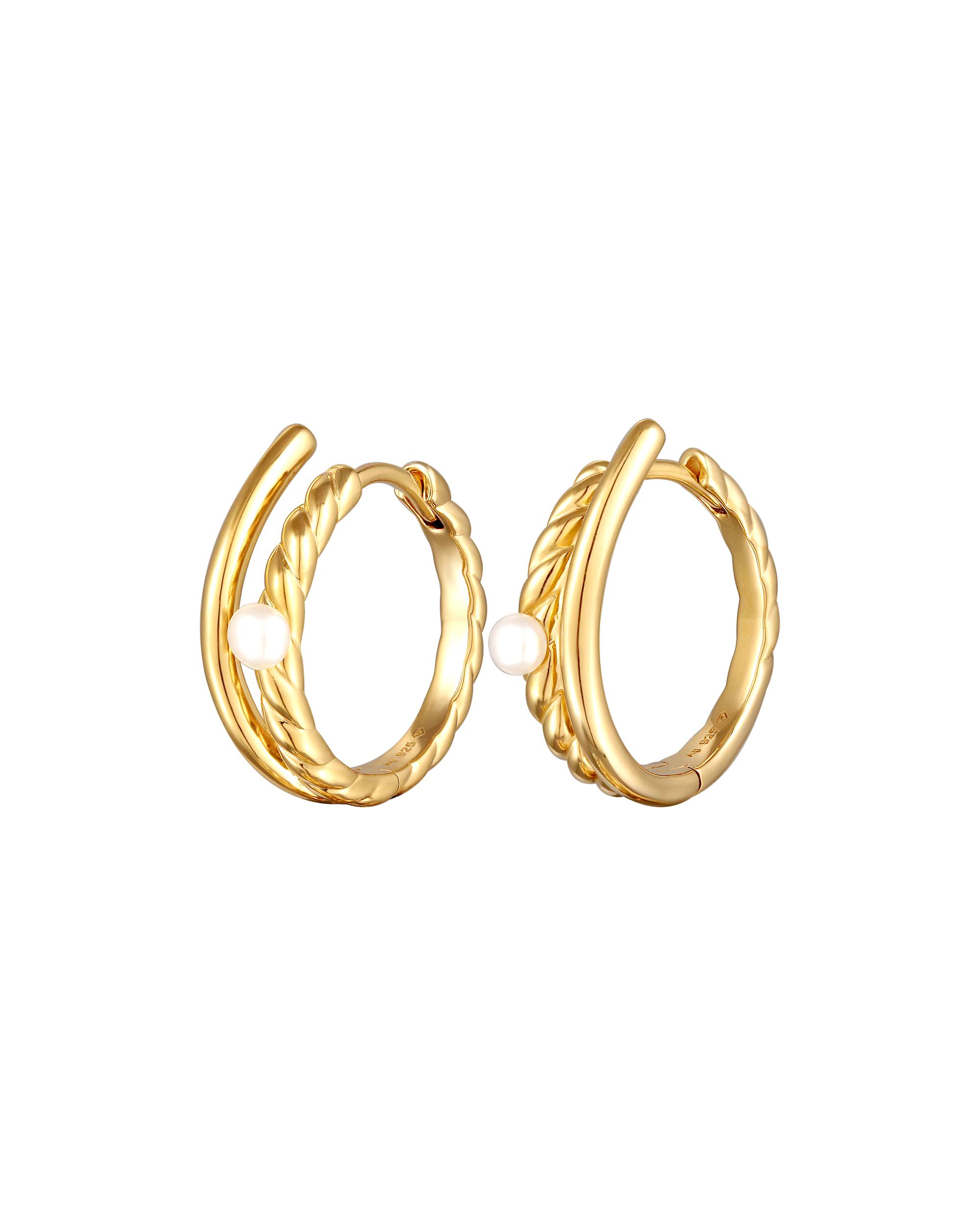 Elli PREMIUM earring hoop earrings cord look freshwater cultured pearl 925 silver