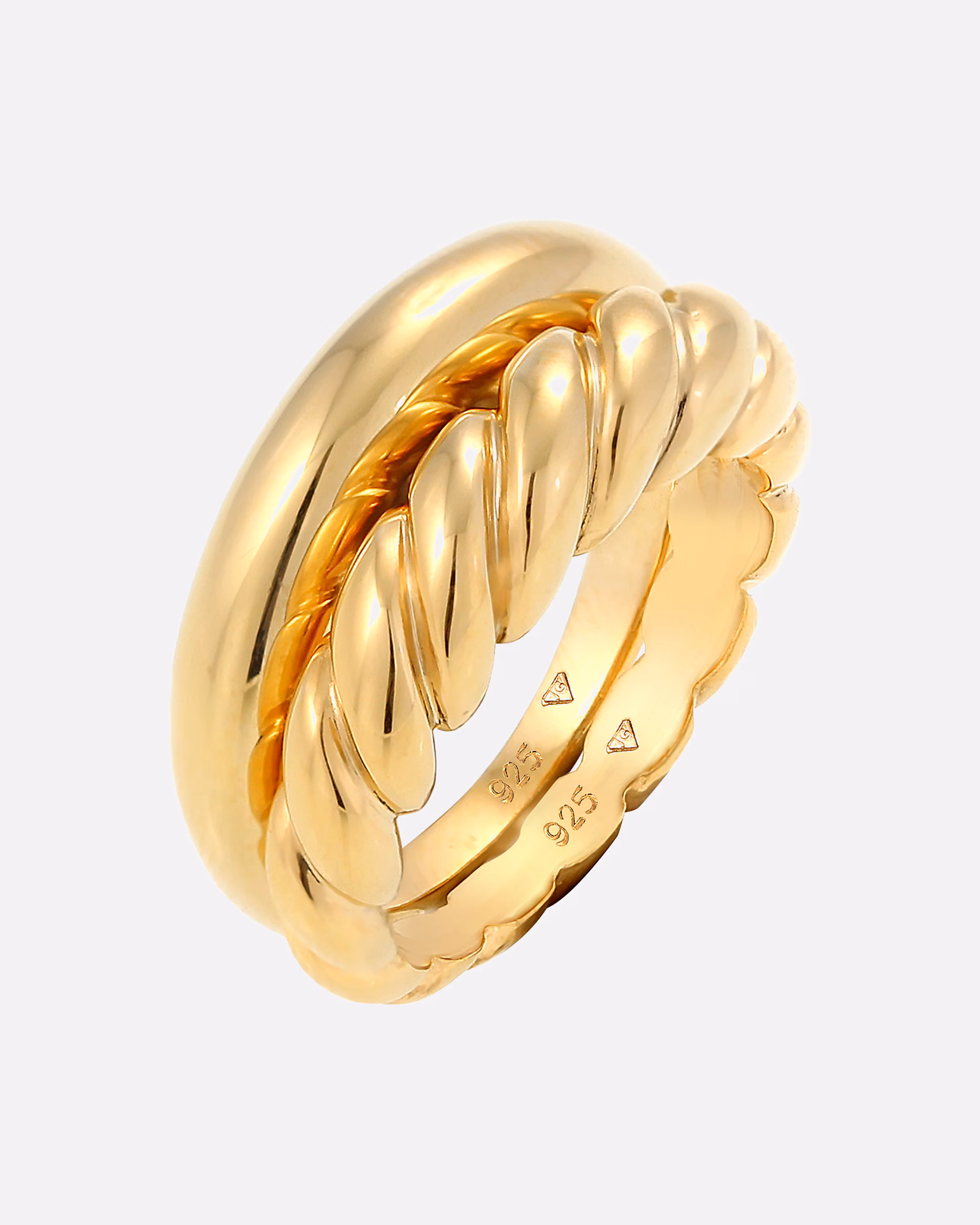 Elli PREMIUM Ring Set of 2 Twisted Band Ring Basic 925 Silver