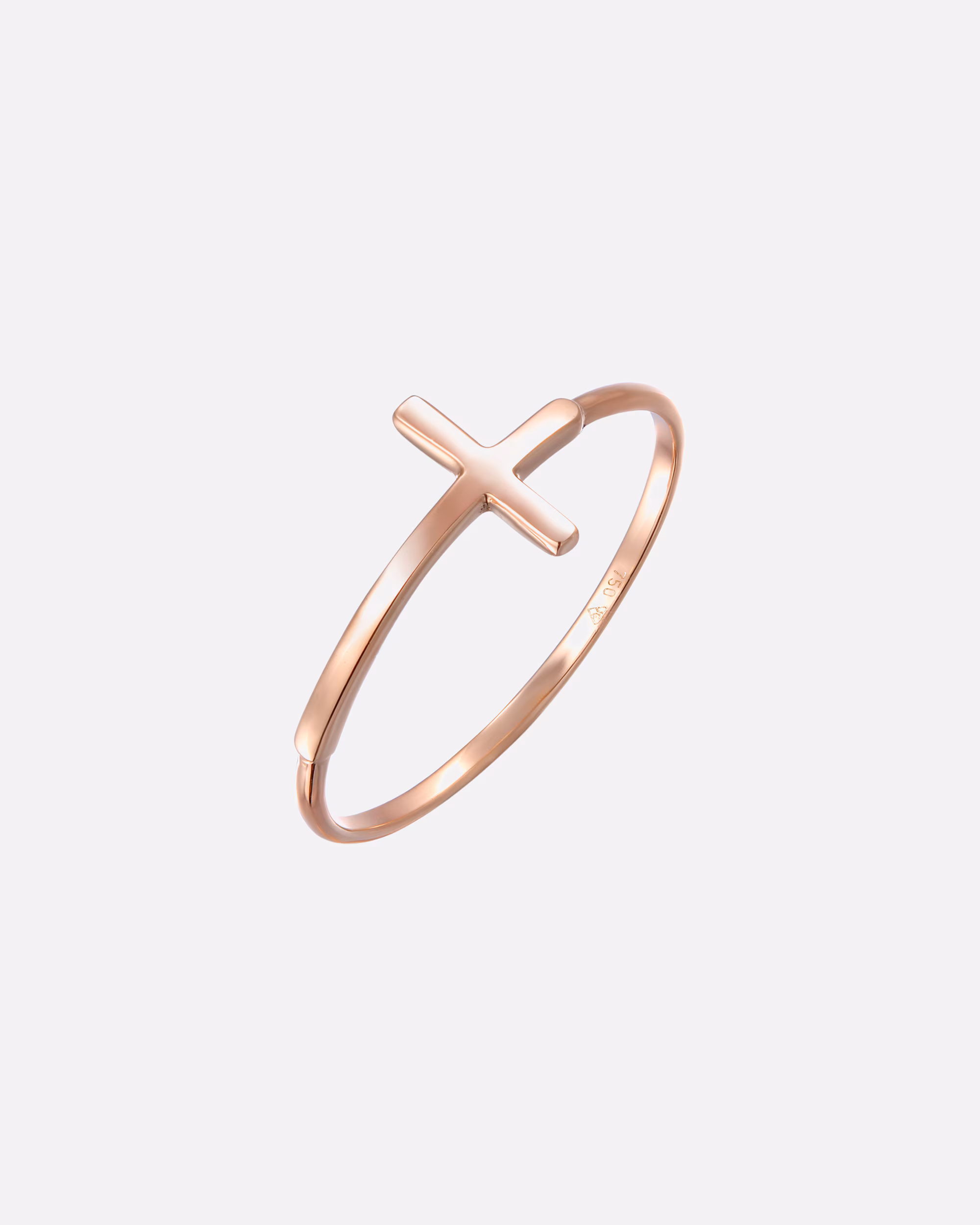 Elli PREMIUM ring band ring cross symbol basic modern 750 rose gold