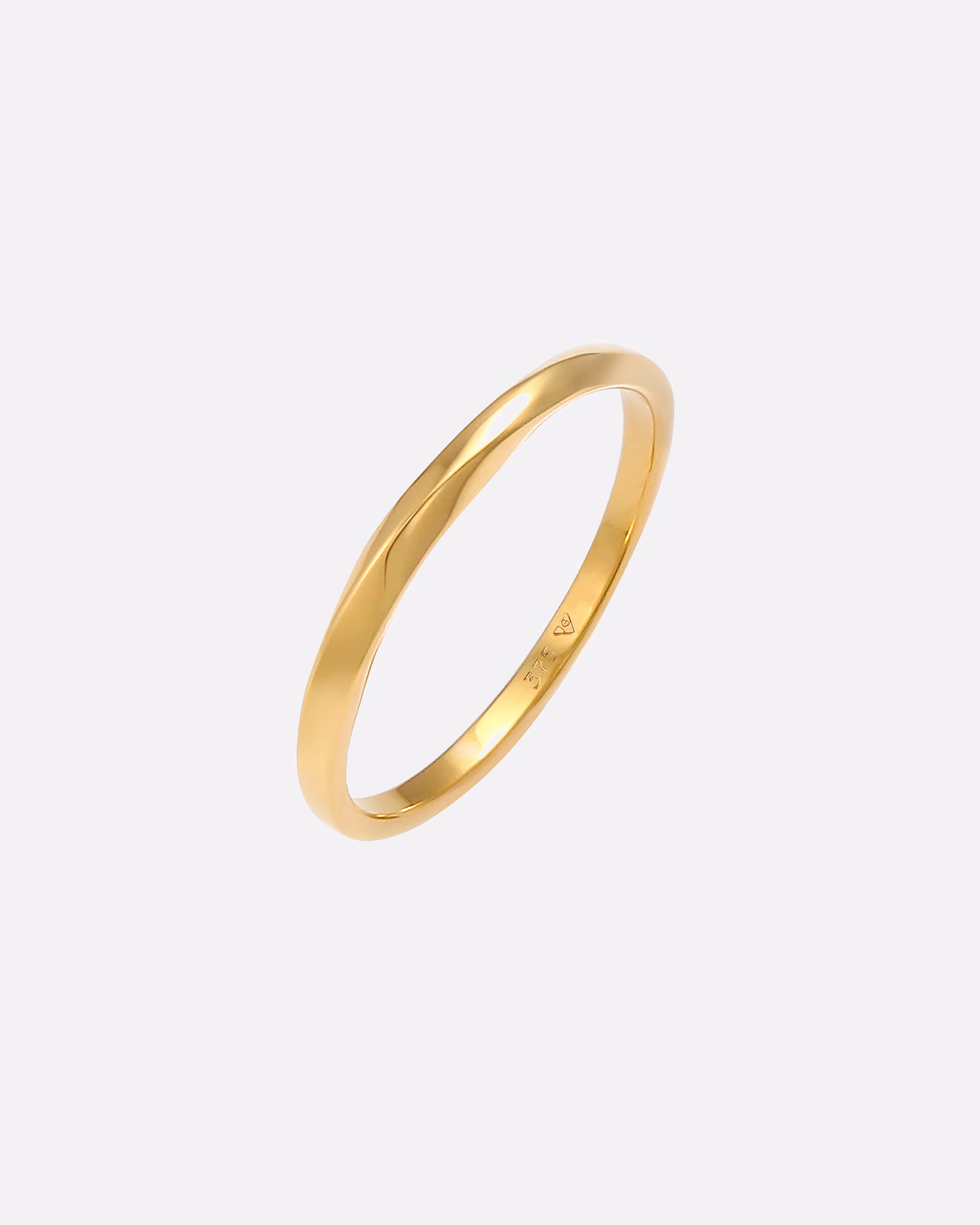 Elli PREMIUM ring basic band ring twist twisted trend 375 yellow gold