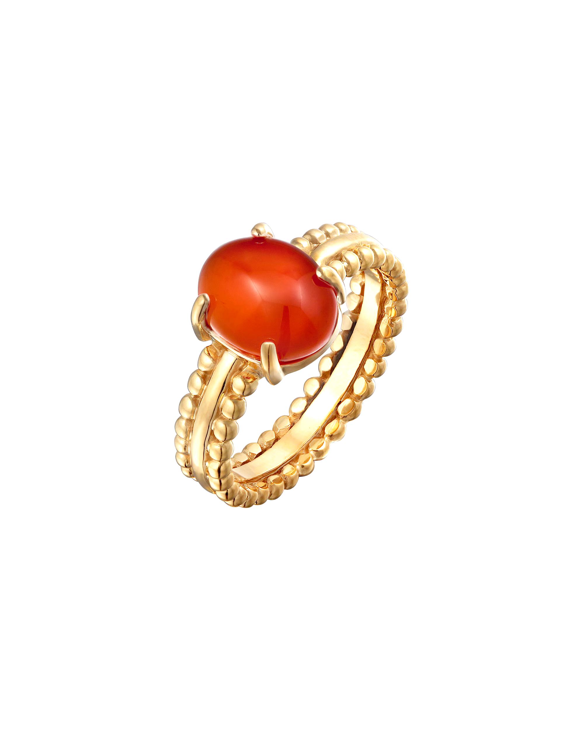 Elli PREMIUM ring Elli PREMIUM ring cocktail carnelian gemstone 925 silver gold plated
